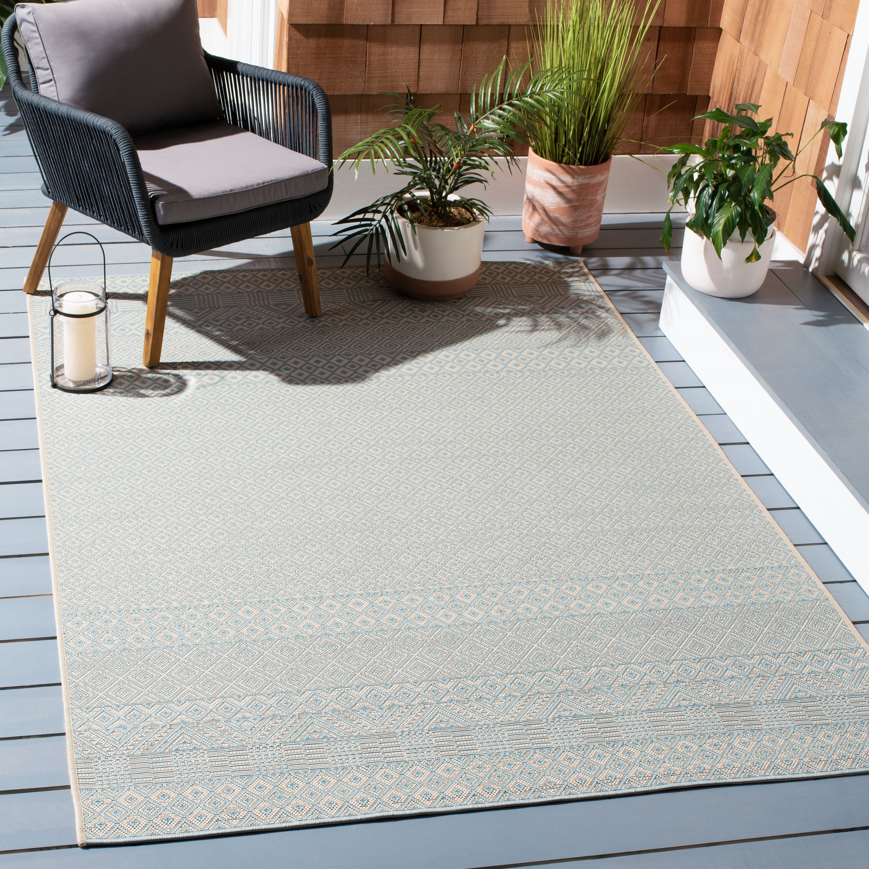 Safavieh CY6235-21312-3 Courtyard Skagen 3 x 5 (ft) Loomed Polypropylene Beige/Gray Rectangular Indoor/Outdoor Abstract Throw rug