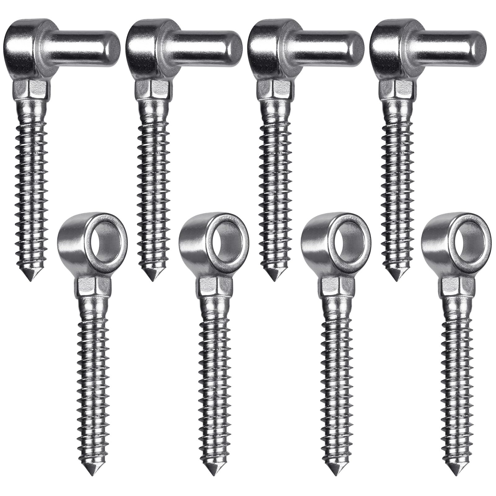 Phewnyzo  Cast 304 Stainless Steel Heavy Duty Gate Hinges 4Pair M16 Wood Gate Hinges Partial Thread Hook and Eye Hinges for Wooden Gates Fences