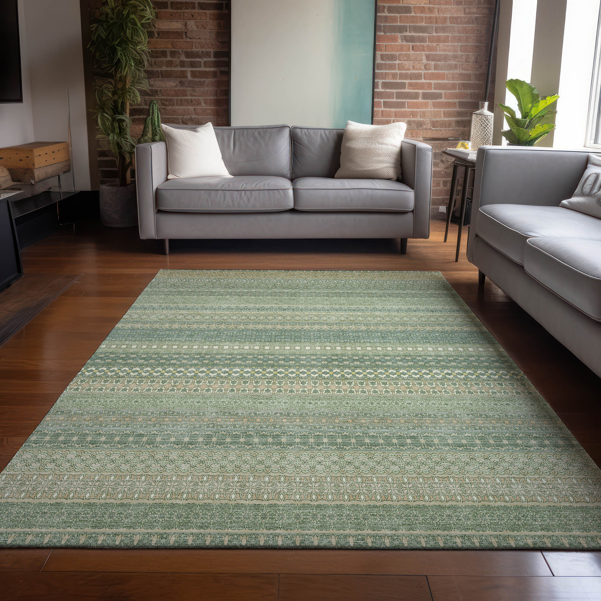 Addison Rugs ACN527AL5X8 Chantille ACN527AL 5 x 7 (ft) Polyester Aloe Rectangular Indoor/Outdoor Abstract Machine washable Area rug