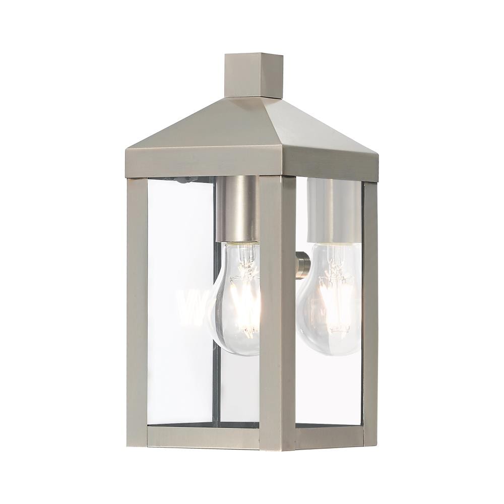 Livex Lighting 20581-91 Nyack 1 -Light 10.5-in H Brushed Nickel Hardwired Outdoor Wall Light