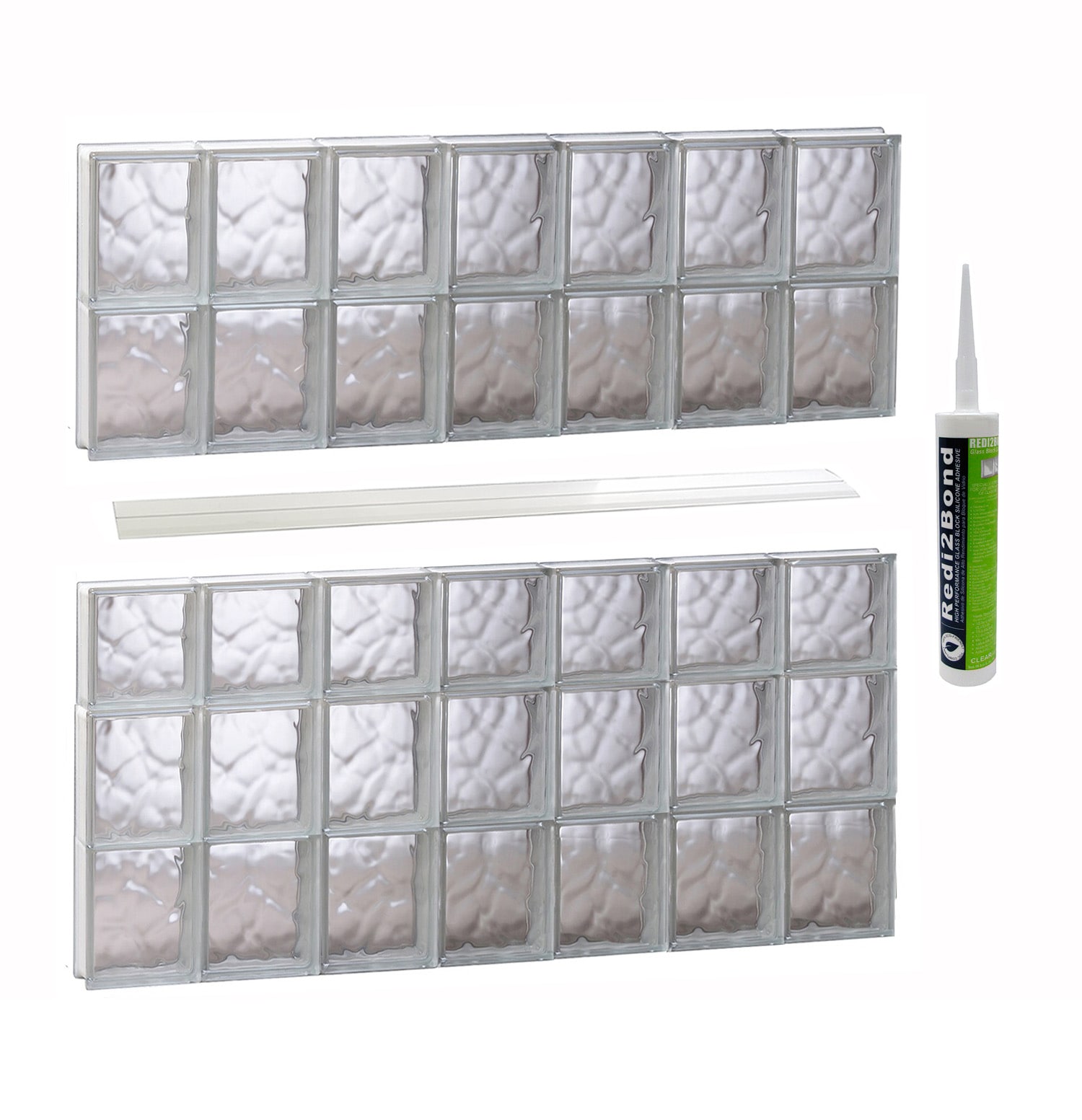 REDI2SET S4238DC Wavy Glass 40-1/4-in x 36-3/4-in Frameless Replacement Glass Block Window