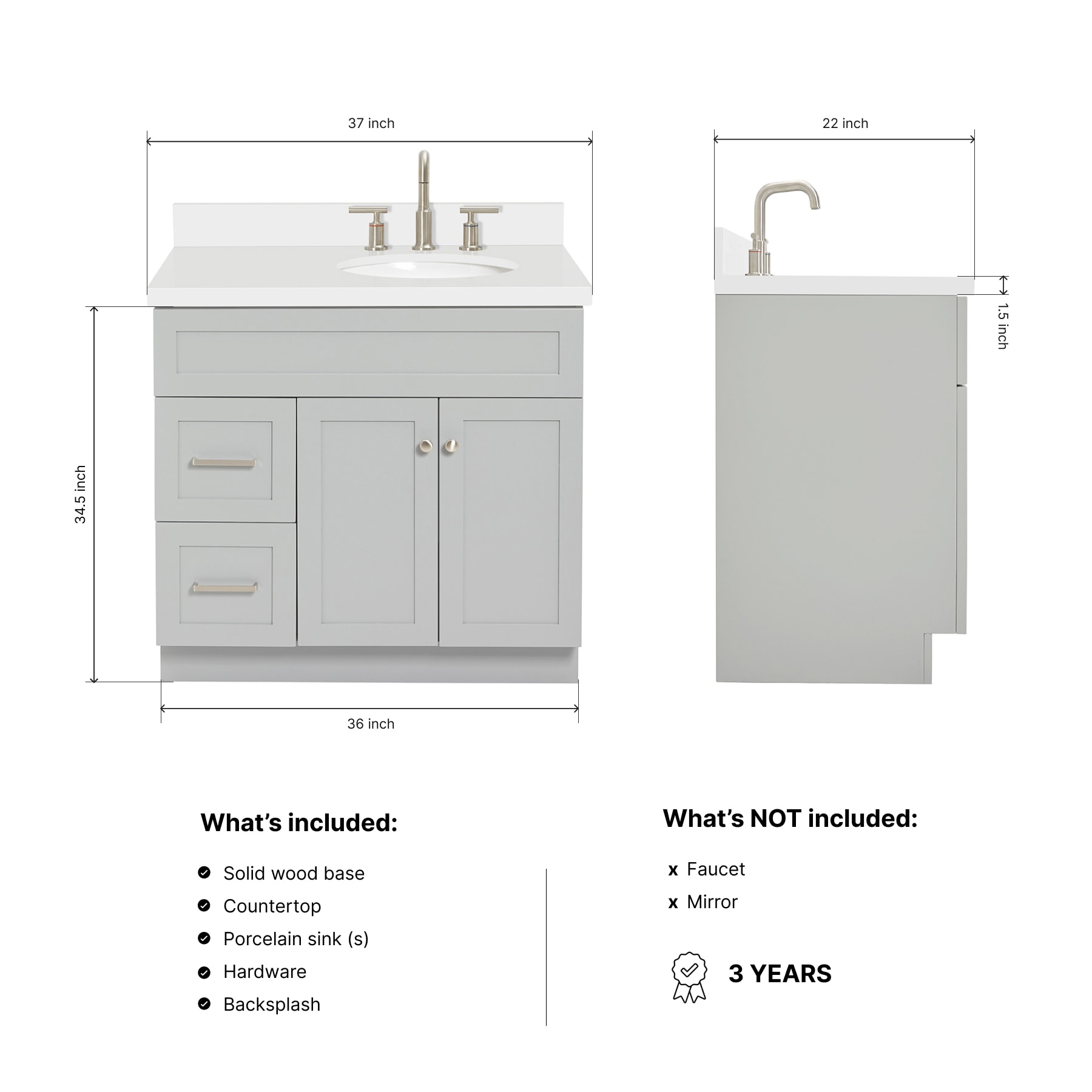 ARIEL F037SRWQOVOGRY Bath-Vanity-Combo - View #3
