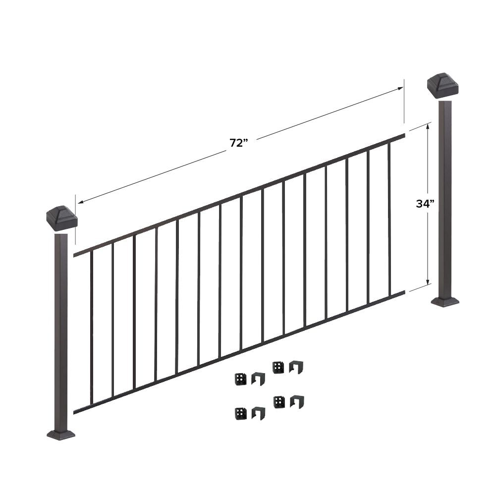 Fortress Building Products K-53134708-1R2P 6-Feet x 34-Inches Black Sand Steel Deck Rail Kit