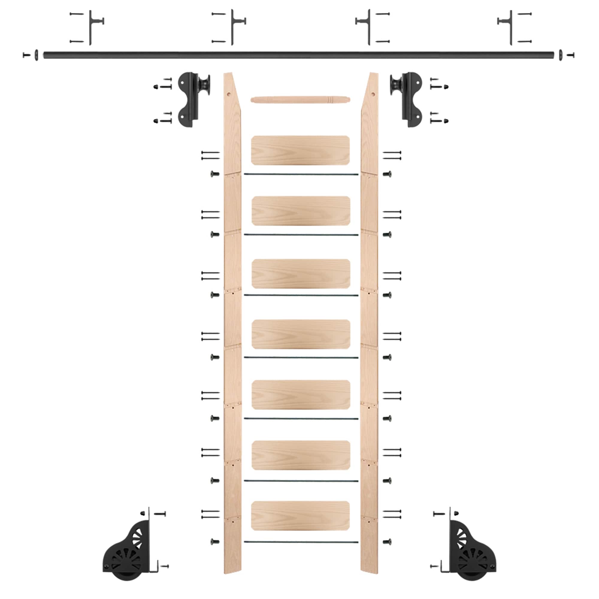 Quiet Glide QG5108MA08V08 8-ft Unfinished Maple Library Ladder
