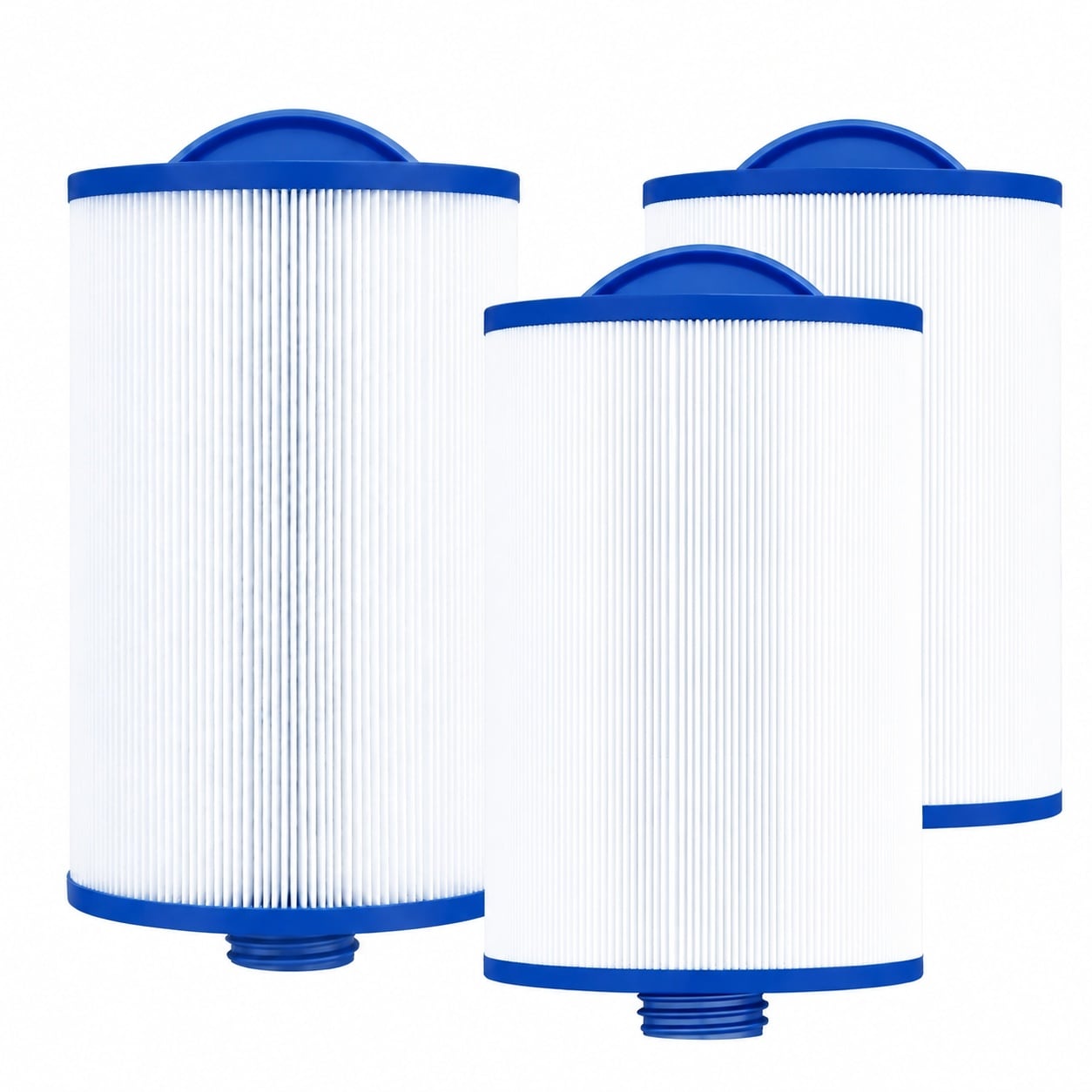 Aoibox  Spa Filter Cartridge 2 Pack 8 25 in Length 6 in OD 45 Sq Ft Trilobal Media Top Handle 1 1 2 in SAE Bottom Thread
