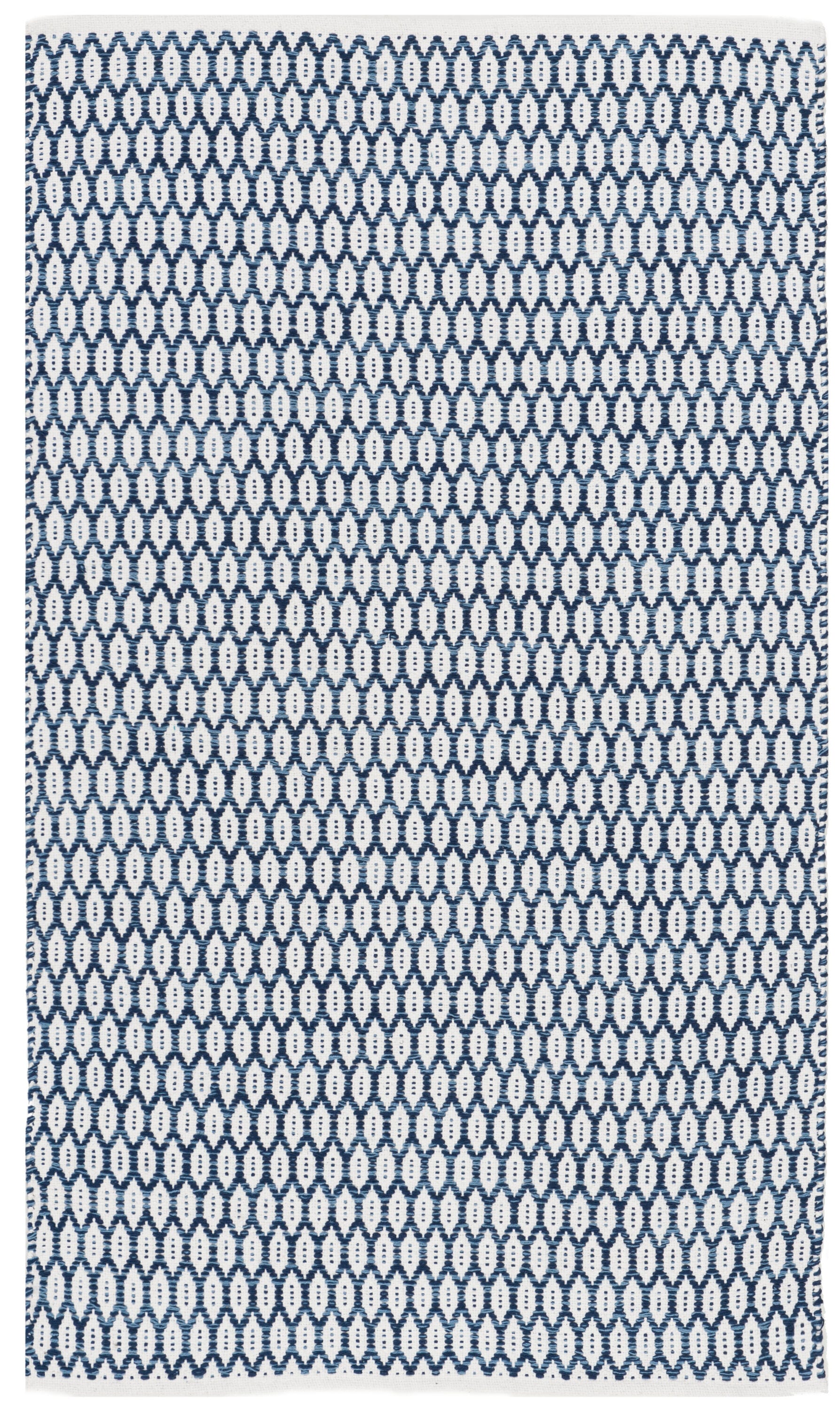 Hand-Crafted Navy/Ivory Geometric Wool-Cotton Blend Rug, 3' x 5'
