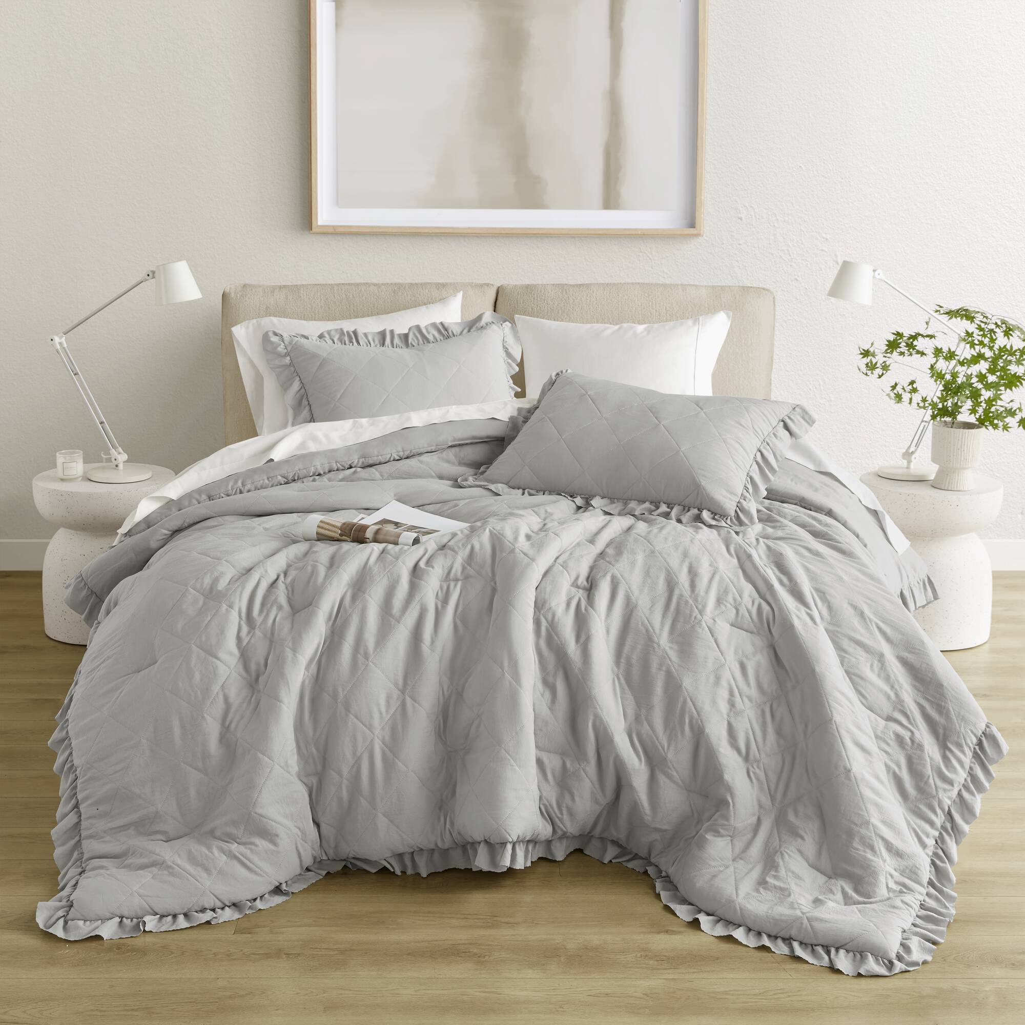 510 Design LWSDS0341000838030 Gray Geometric King/California king Comforter Microfiber