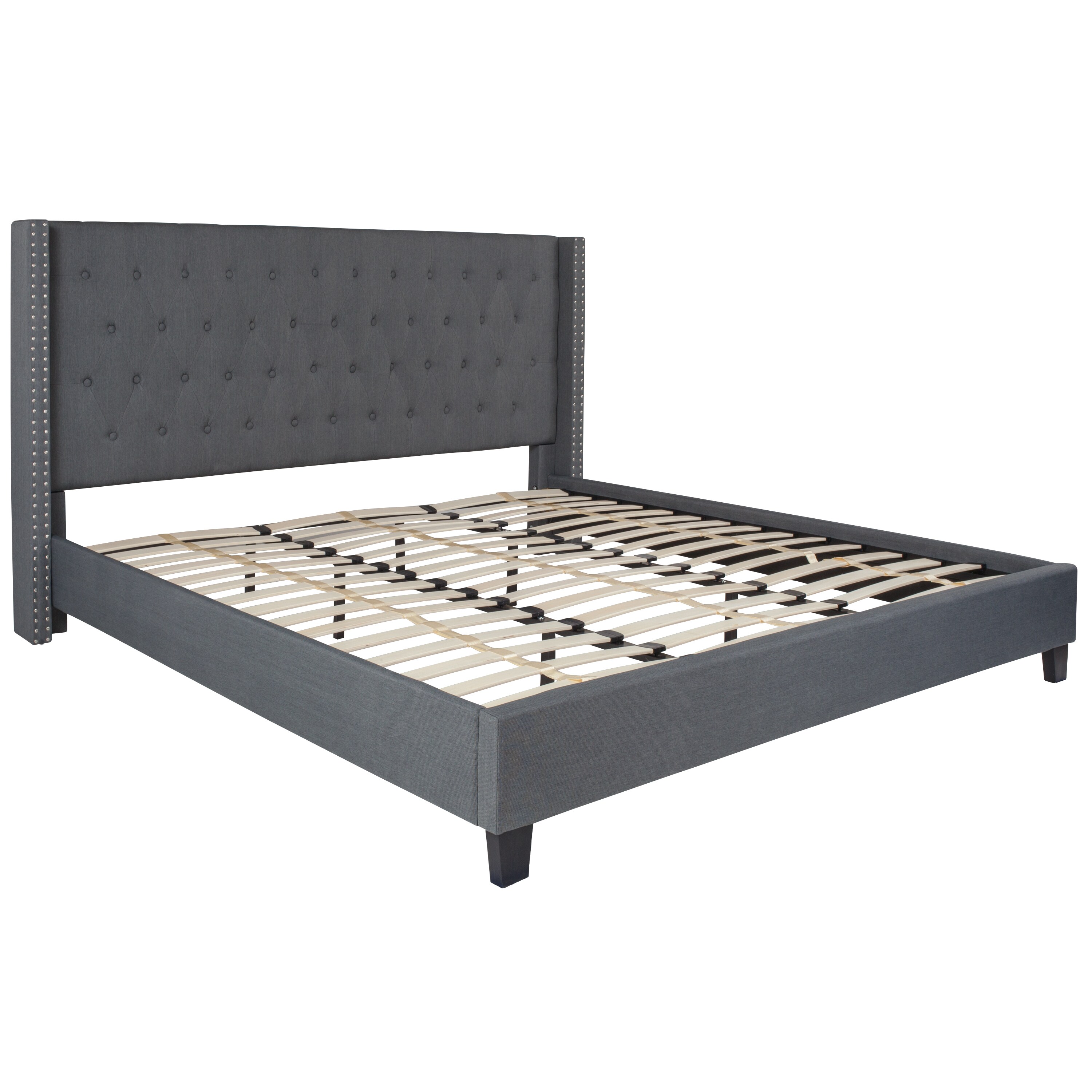 Flash Furniture Riverdale Dark Gray King Transitional Platform Bed in ...