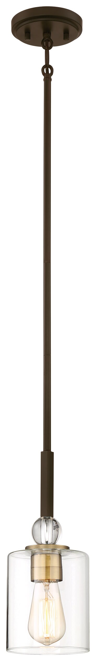 Mini Painted Bronze and Brass Glass Pendant Light