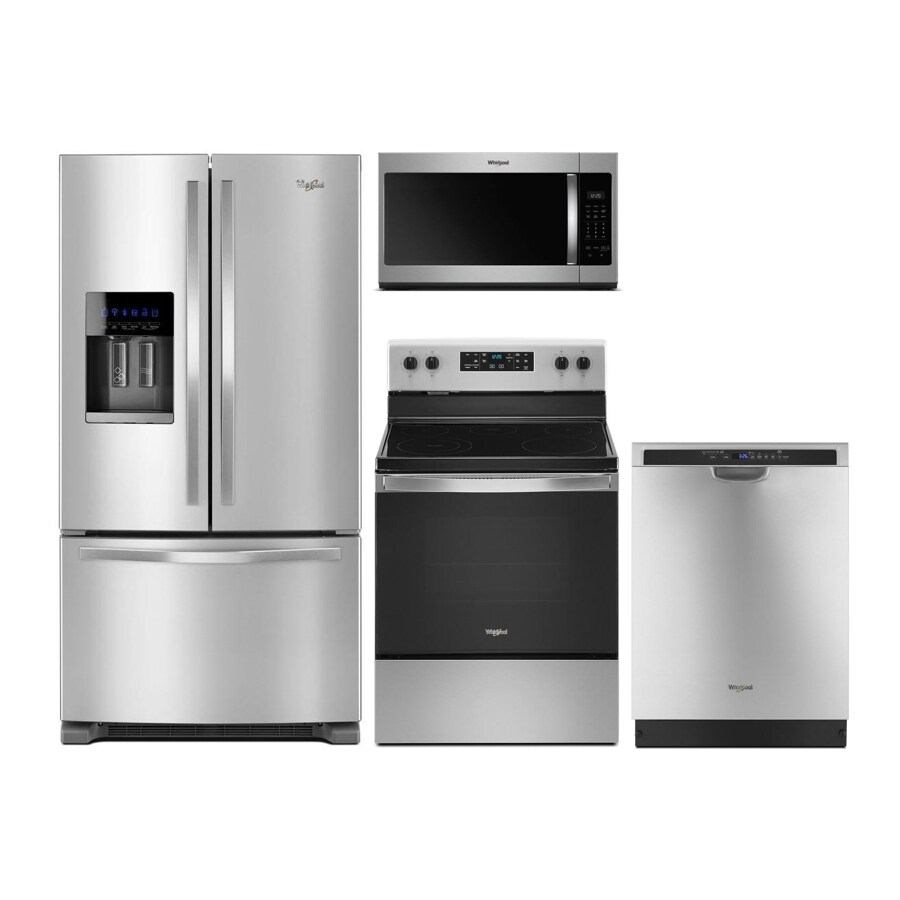 Whirlpool French Door Refrigerator & Electric Range Suite in Stainless Steel