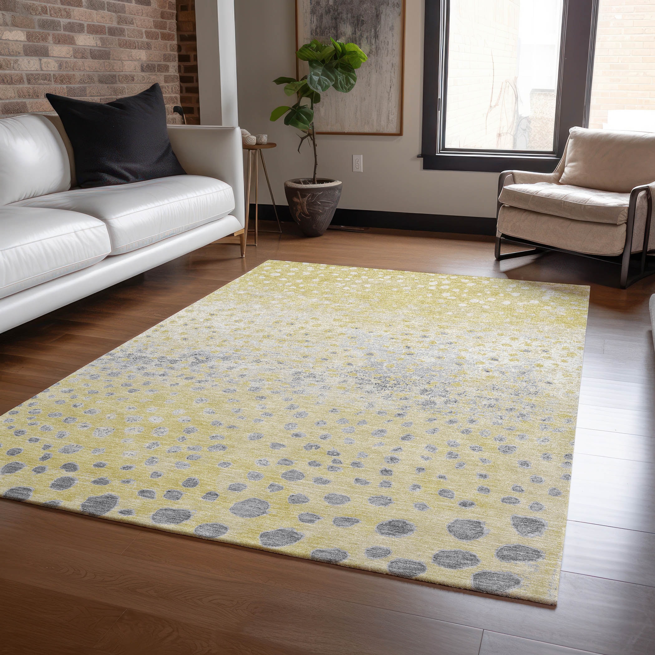 Addison Rugs ACN1367GO30X46 Chantille ACN1367GO 2 x 3 (ft) Polyester Gold Rectangular Indoor/Outdoor Geometric Machine washable Area rug