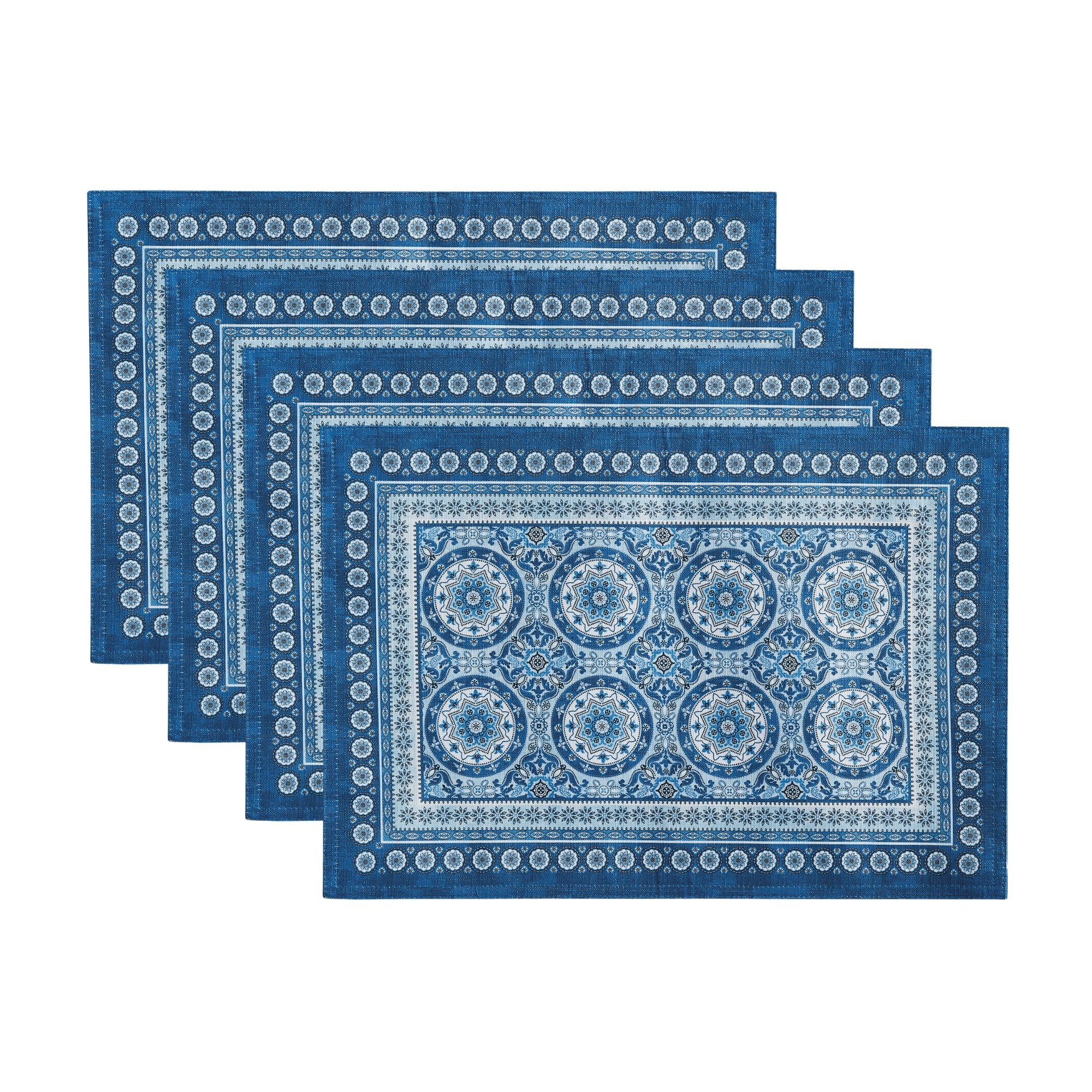 Elrene Home Fashions 194590199500 Vietri Water Resistant Indoor/Outdoor 13x19 4 -Pack Multicolor Polyester Rectangle Placemats