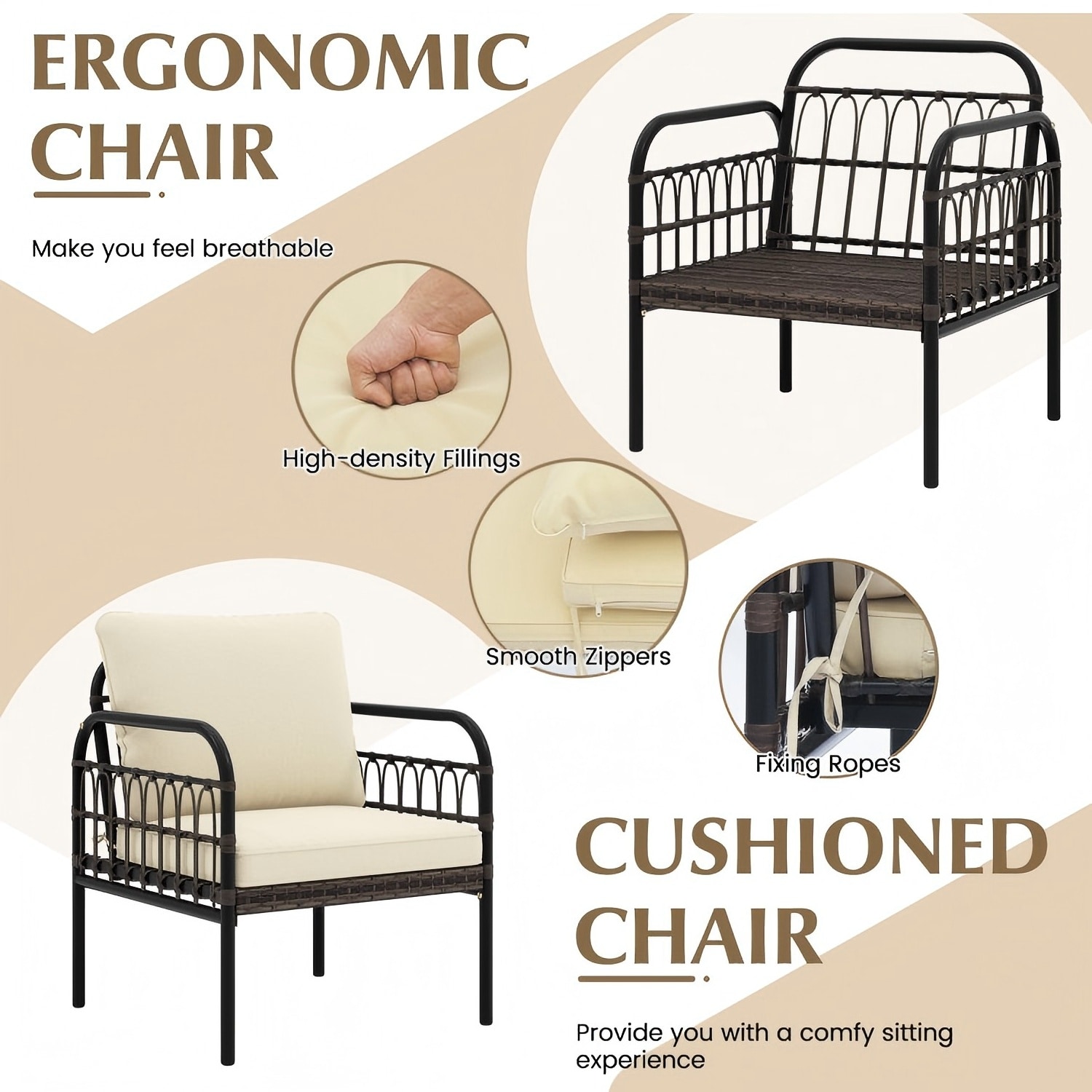 Forclover FBR-583BN Patio-Conversation-Sets - View #5