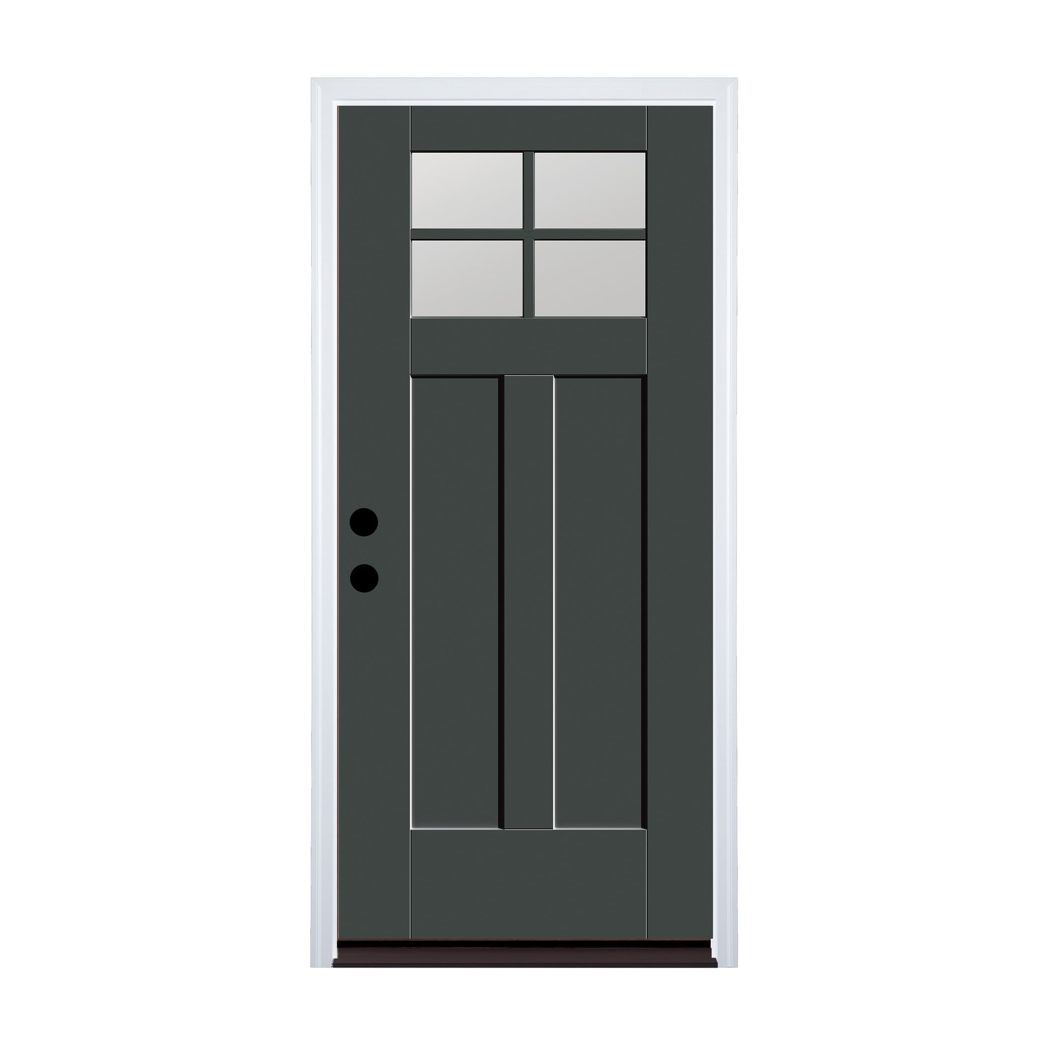 Therma-Tru TT653452SOS Shaker Entry Door 36-in x 80-in x 4-9/16-in Fiberglass Craftsman Right-hand inswing Graphite Painted Front Door with Brickmould Insulating core