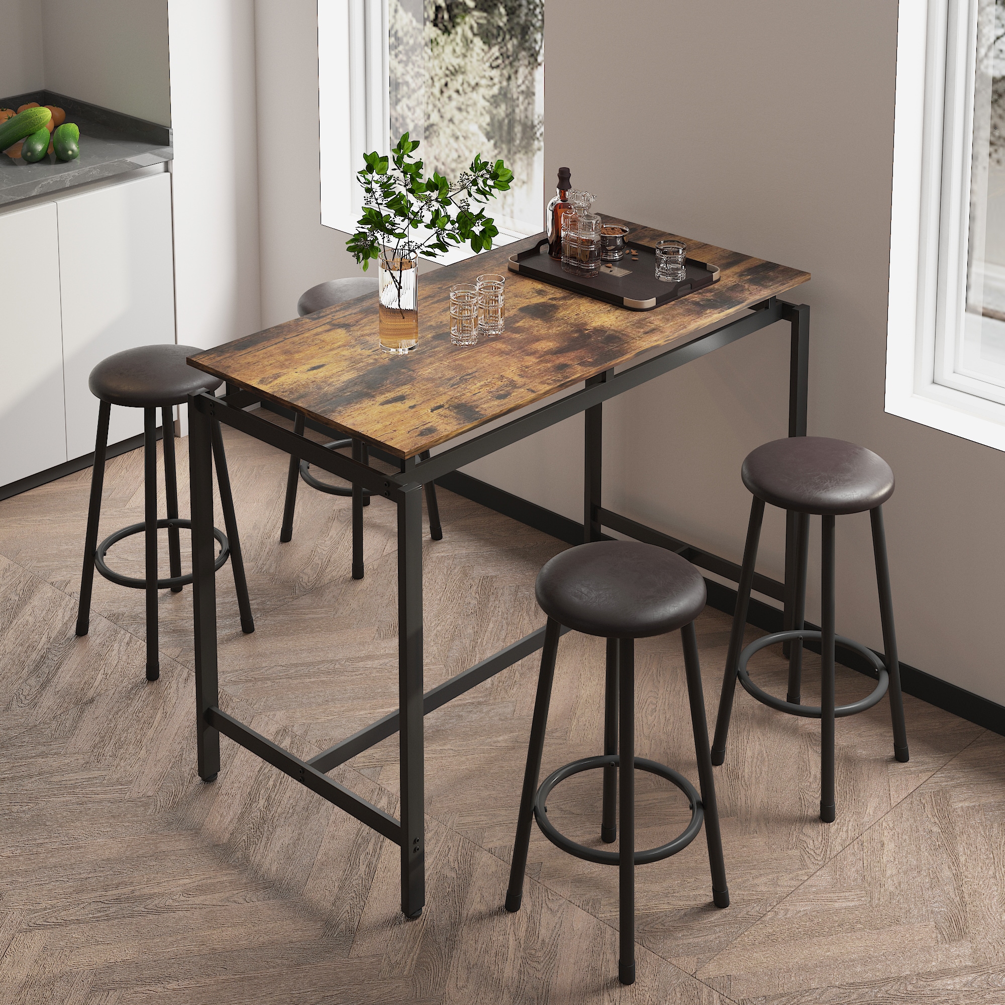 Fun Orange FUNS3DS12 Brown Contemporary/Modern Dining Room Set with Rectangular Table ( Seats 4 )