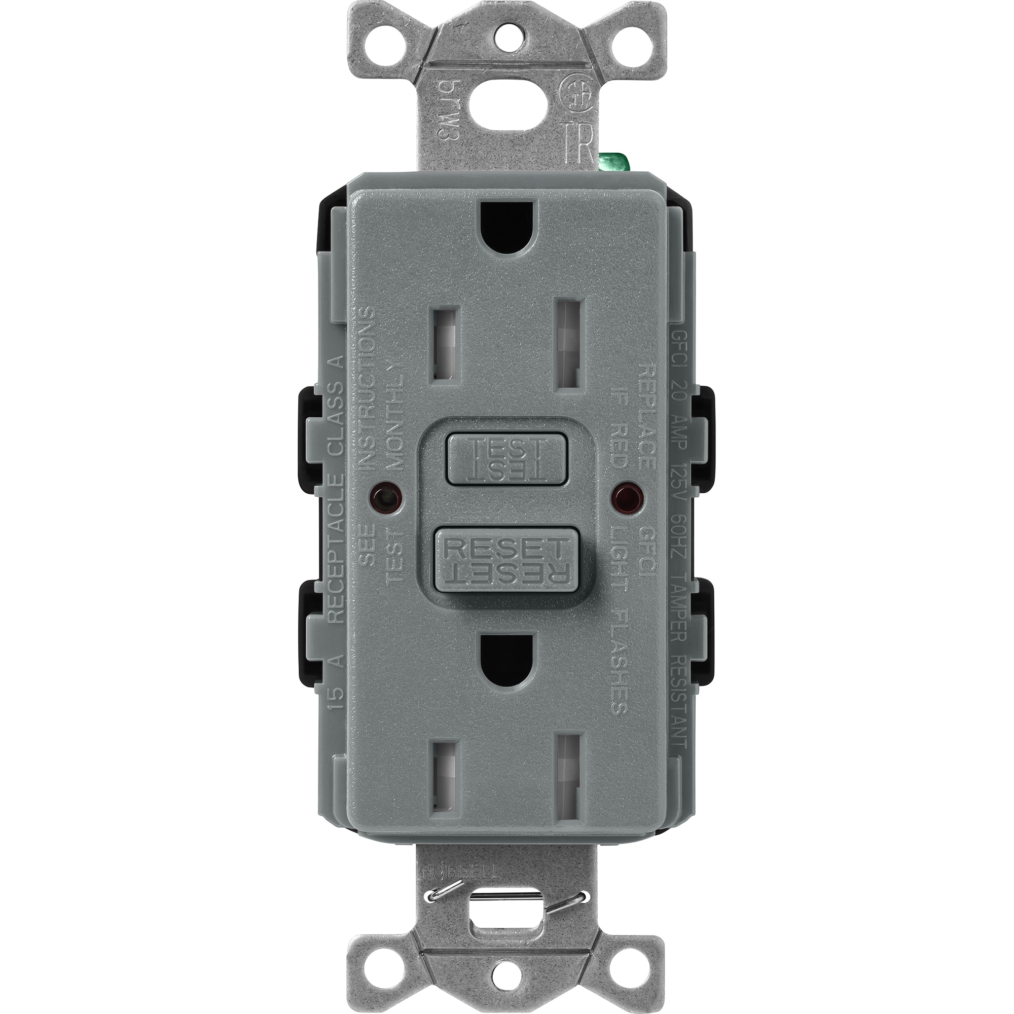 Lutron SCR-15-GFST-SL Claro 15 -Amp 120-volt Tamper Resistant GFCI Residential Decorator Outlet , Slate