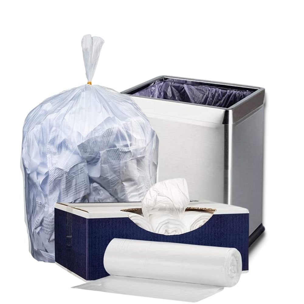 Clear 7-10 Gallon Trash Bags, Bulk Pack - Medium Size Garbage Bin Liners  for Off
