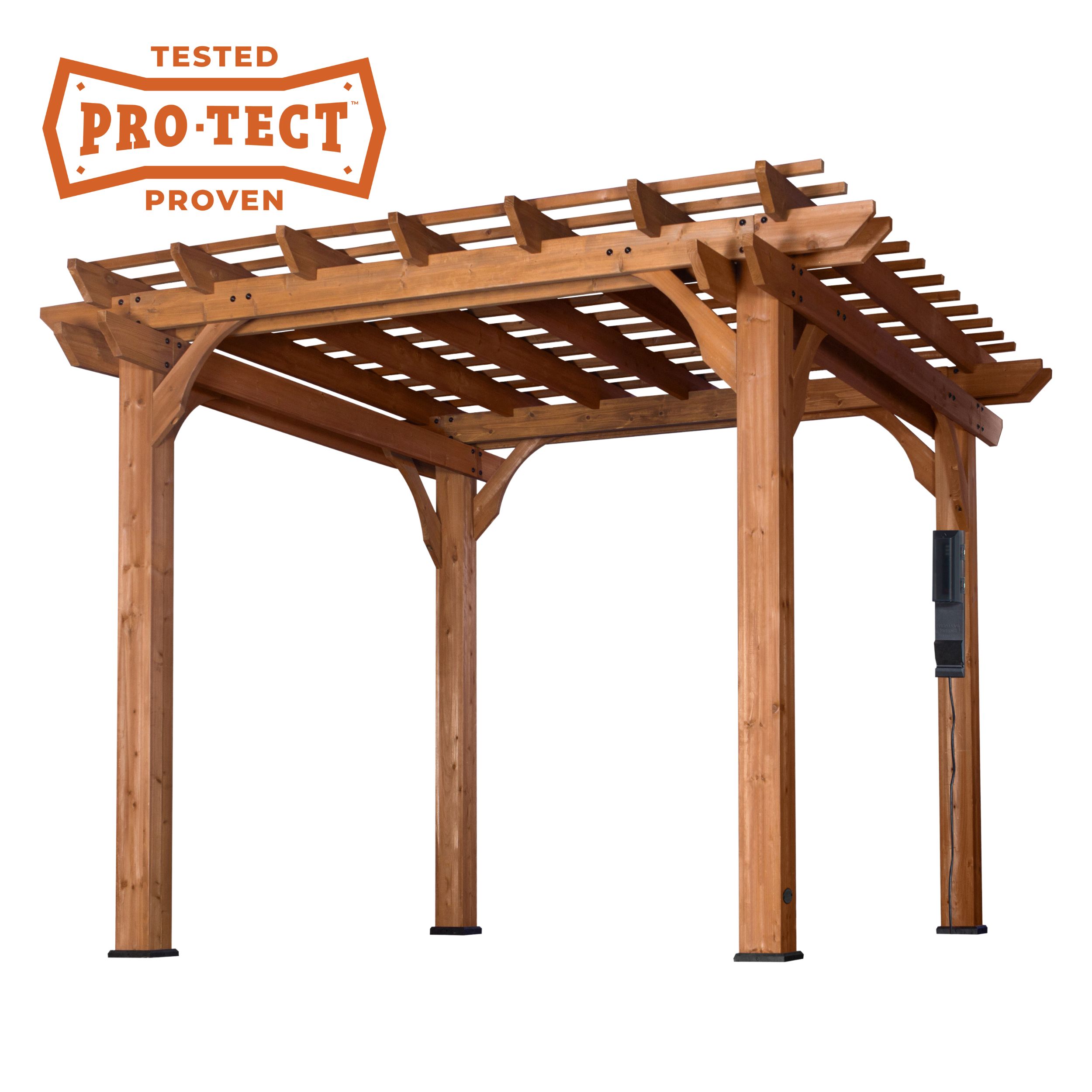 Cedar Wood 10' x 10' Outdoor Pergola with Sculptured Beams