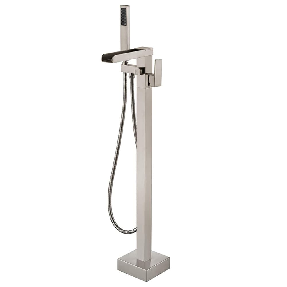 Clihome MS-BL-I1512-BN Brushed Nickel 1-handle Freestanding Waterfall Bathtub Faucet with Hand Shower ( Valve Included )