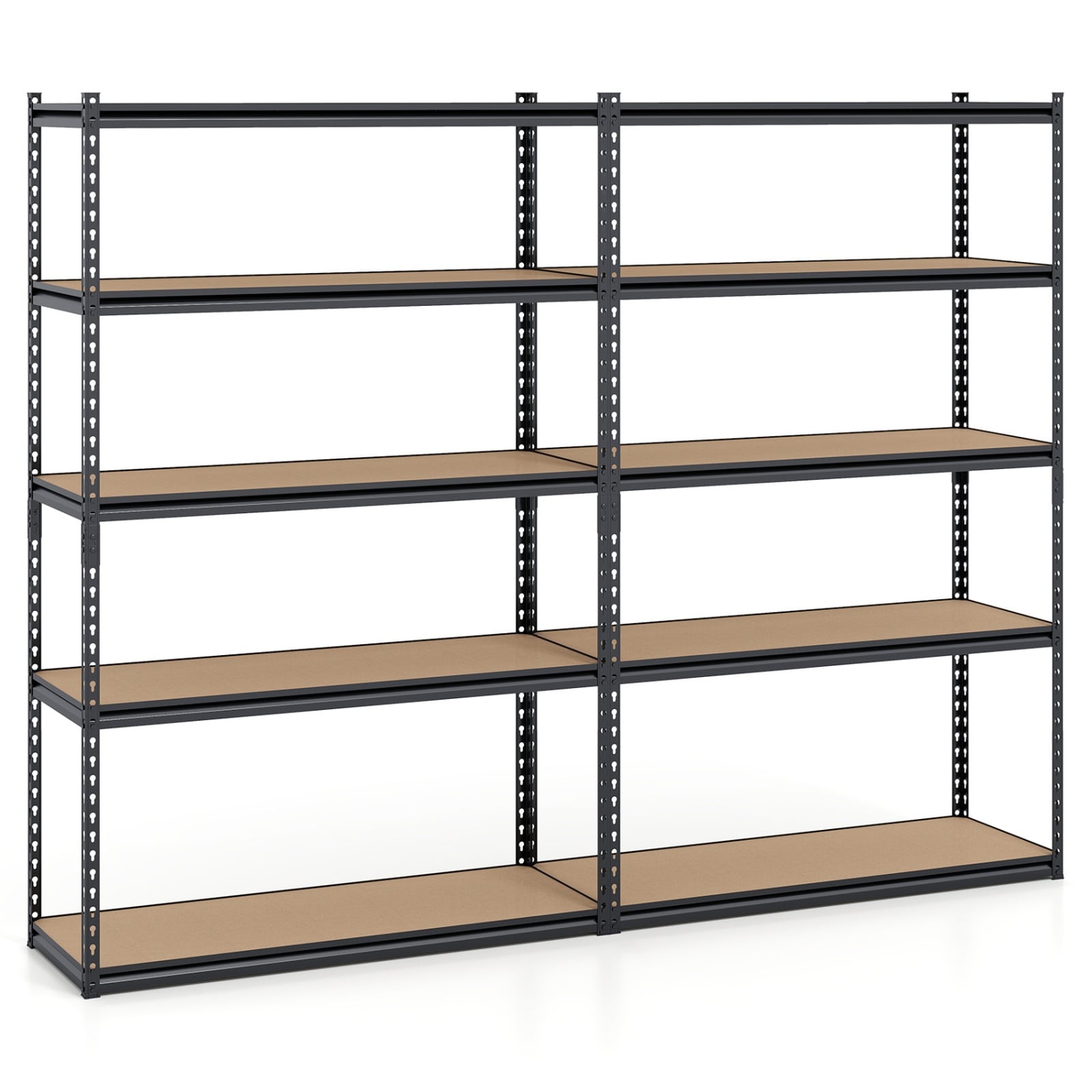 SUGIFT 30-in x 12-in Black 5-Tier Metal Freestanding Shelving Unit (Set of 2)