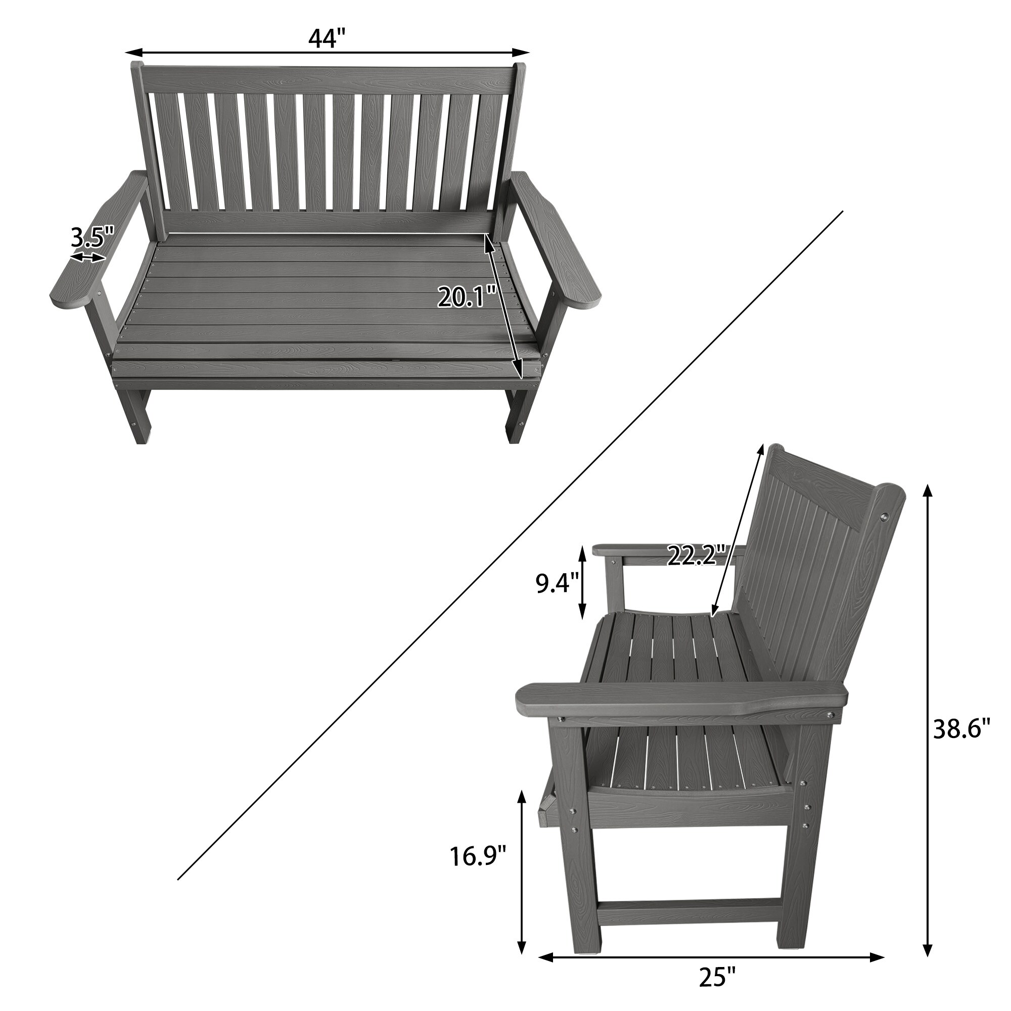 Fortune Candy PBS044-DG benches - View #2