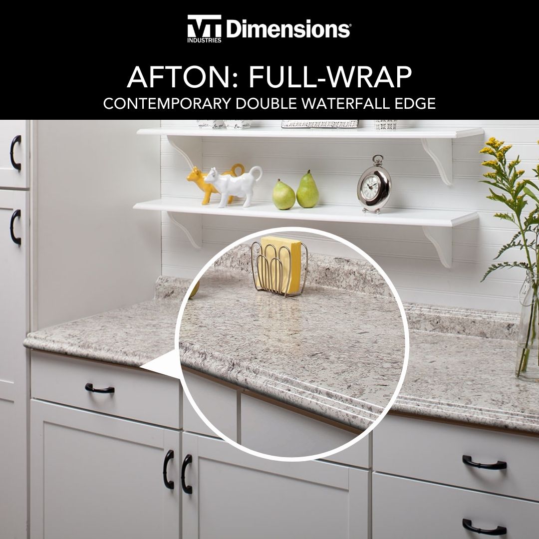 VT Dimensions Formica 6-ft x 25.5-in x 3.75-in Ouro Romano - Etchings Right-Hand Miter-Cut Laminate Countertop with Integrated Backsplash