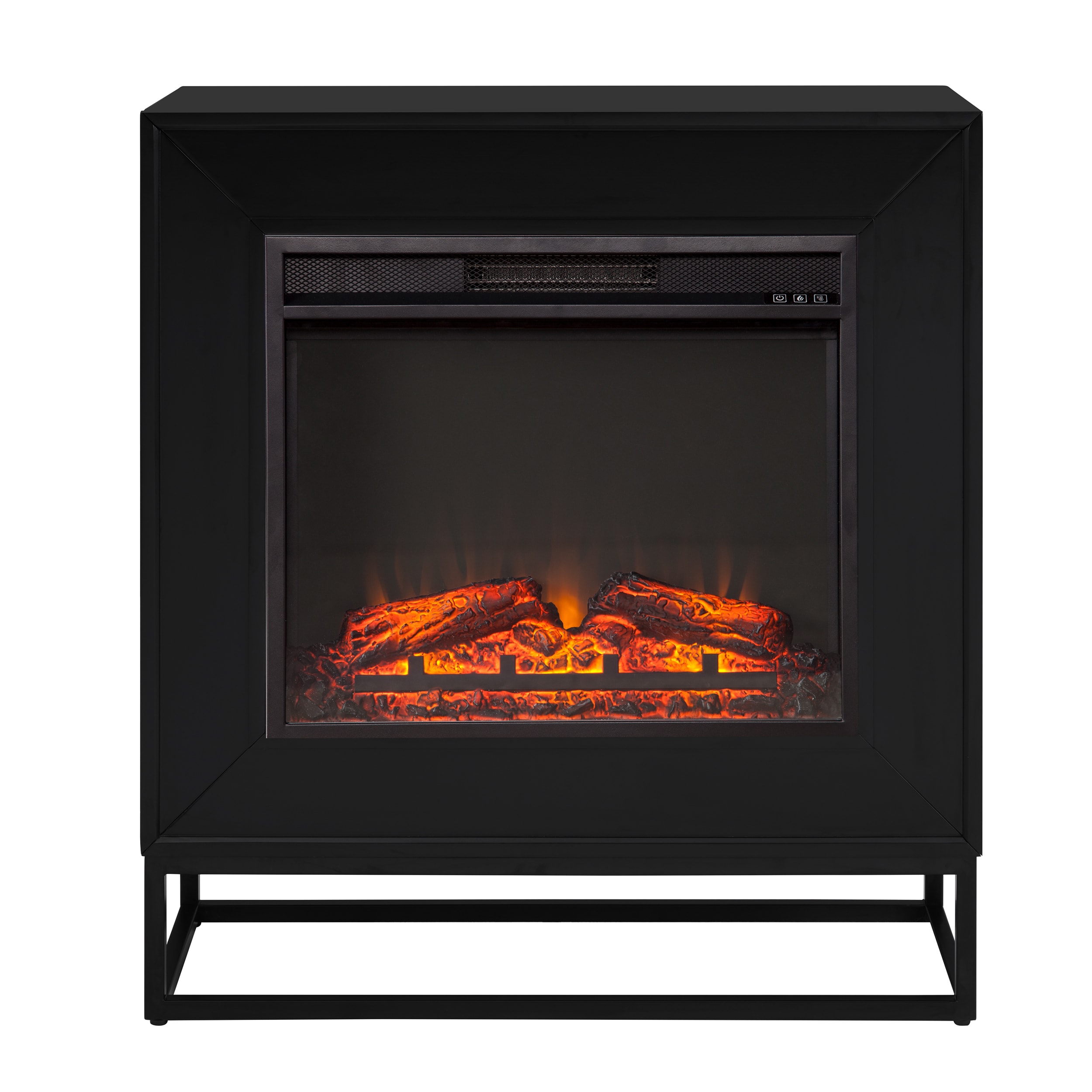 Southern Enterprises FP1063059 33-Inches W Black Free standing Fan-forced Flat wall Electric Fireplace with Remote Control Included