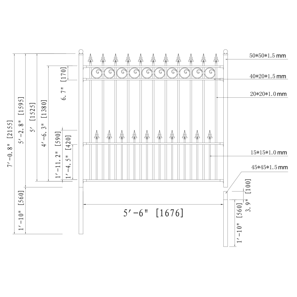 ALEKO FENCEPRADIY5X5.5-LO Fence-Gates - View #6