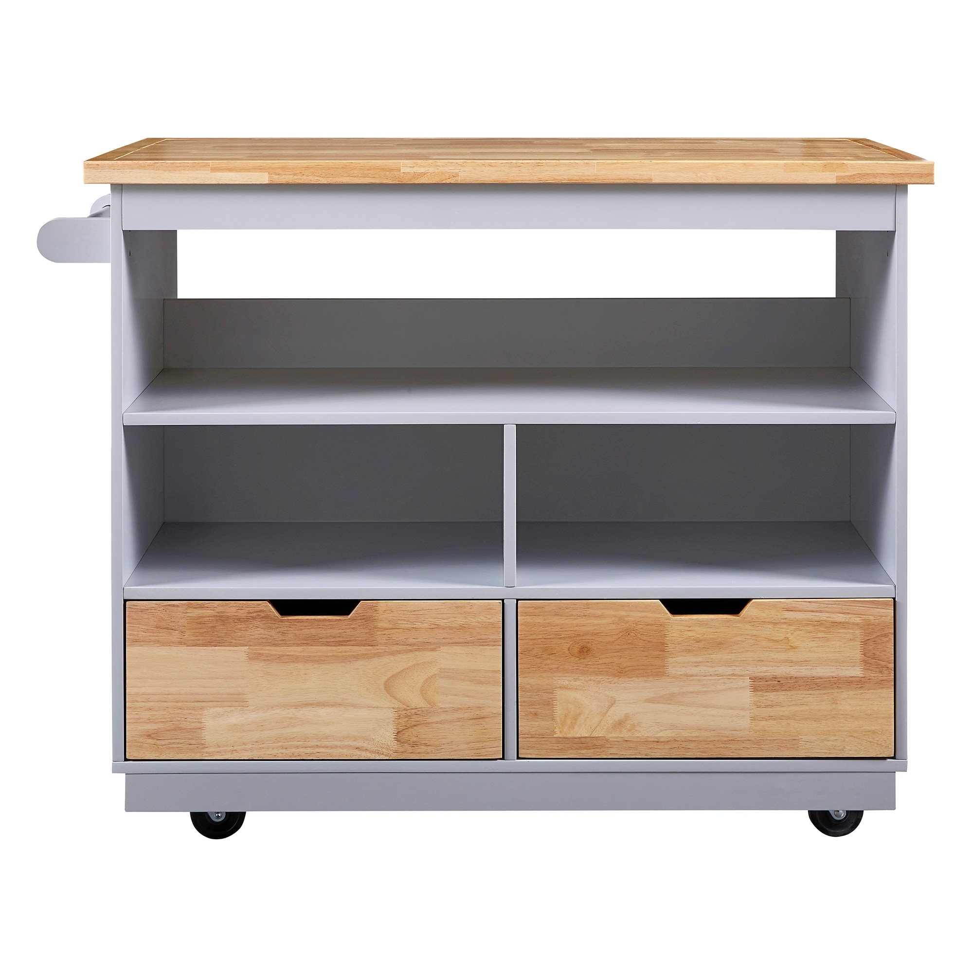 Bybafun YB2600091 Gray MDF Base with Wood Wood Top Rolling Kitchen Cart ( 21.7-Inches x 43.3-Inches x 35.6-Inches )