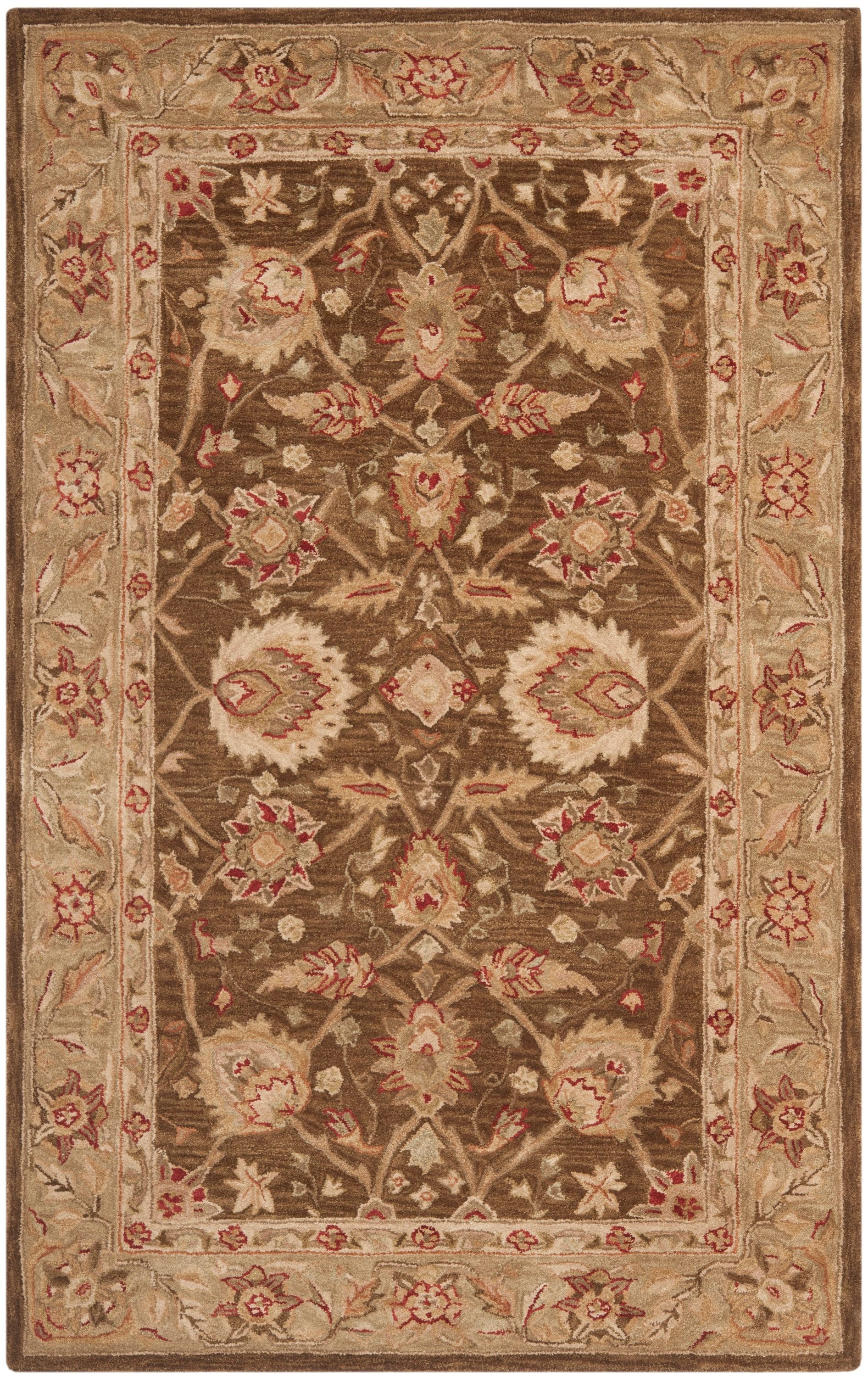 Safavieh AN512F-5 Anatolia Rumi 5 x 8 (ft) Tufted Wool Brown/Green Rectangular Indoor Floral/Botanical Vintage Area rug