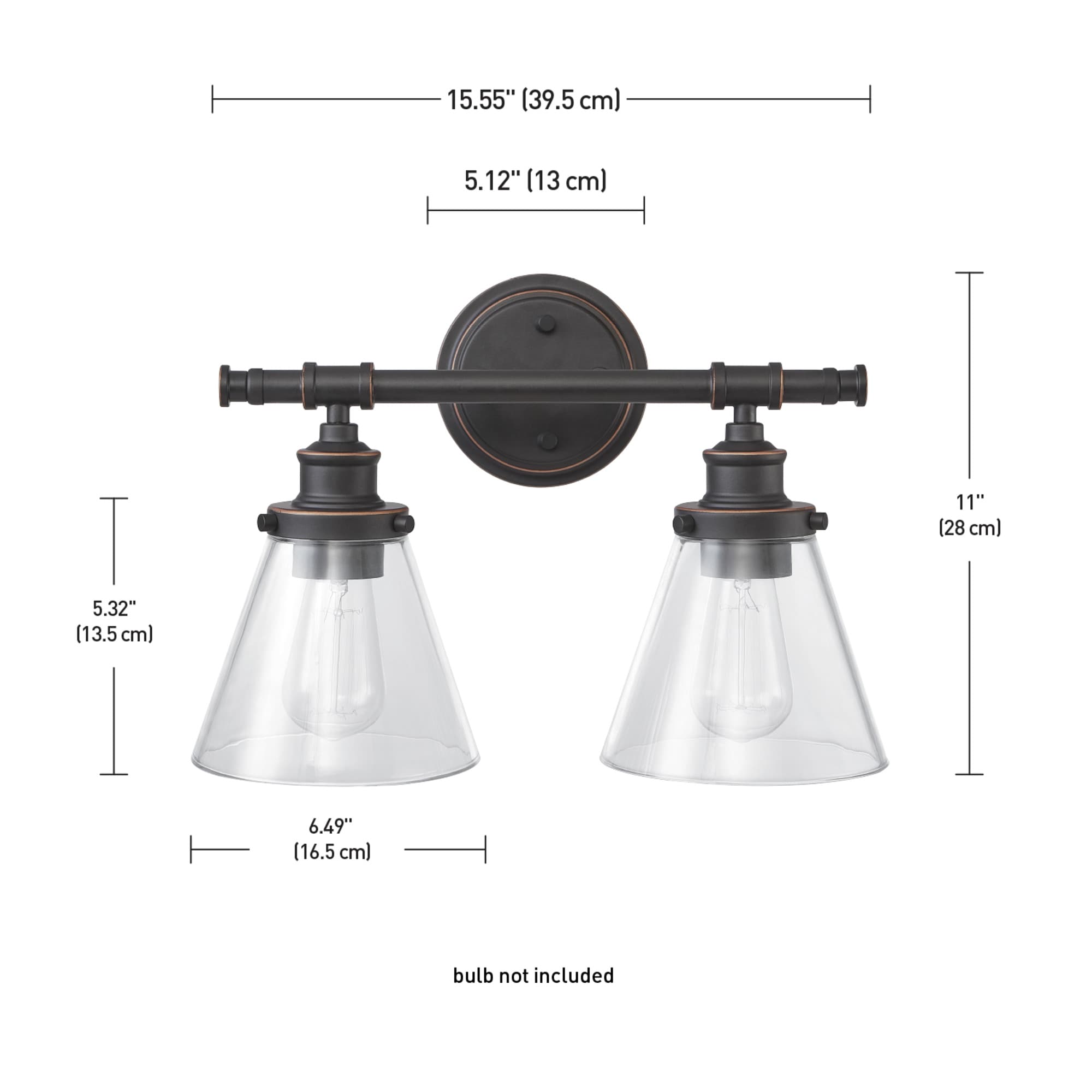 Globe Electric 15.56-in 2-Light Oil-Rubbed Bronze Vintage Vanity Light ...