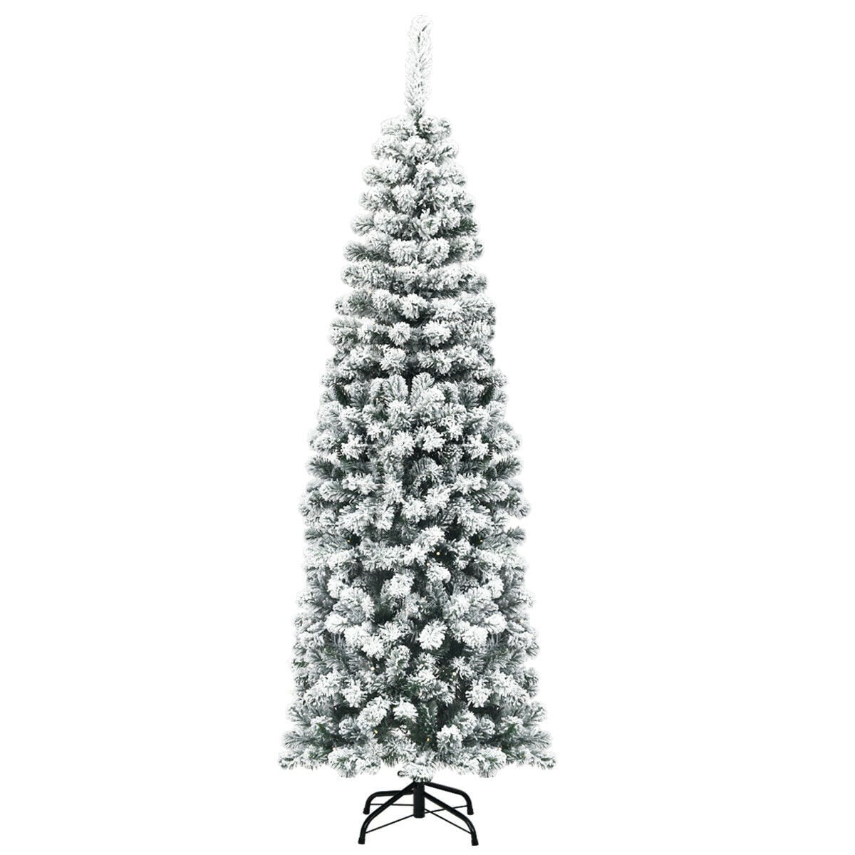 WELLFOR CM-HJY-22872 6-Feet Pencil Flocked Artificial Christmas Tree