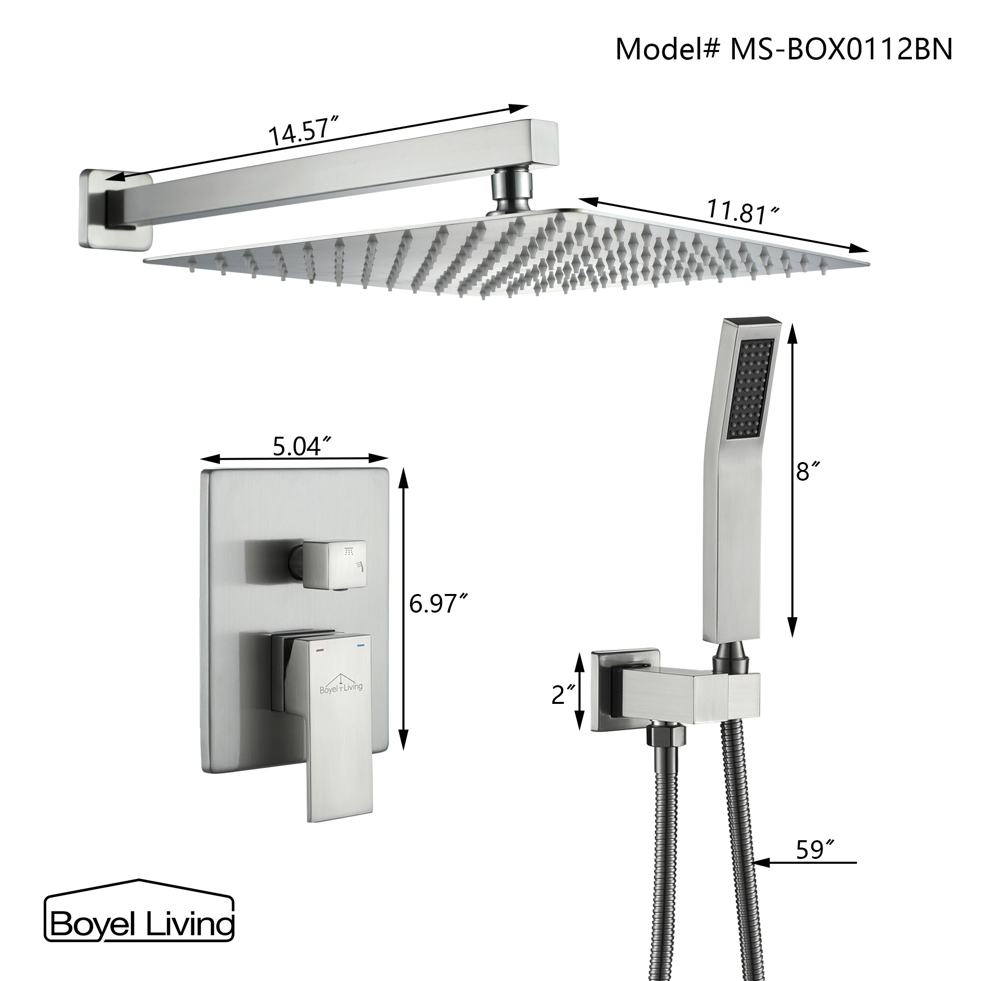 Clihome CHMS-12BN-BOX01 Showerhead-Bar-Panels - View #2
