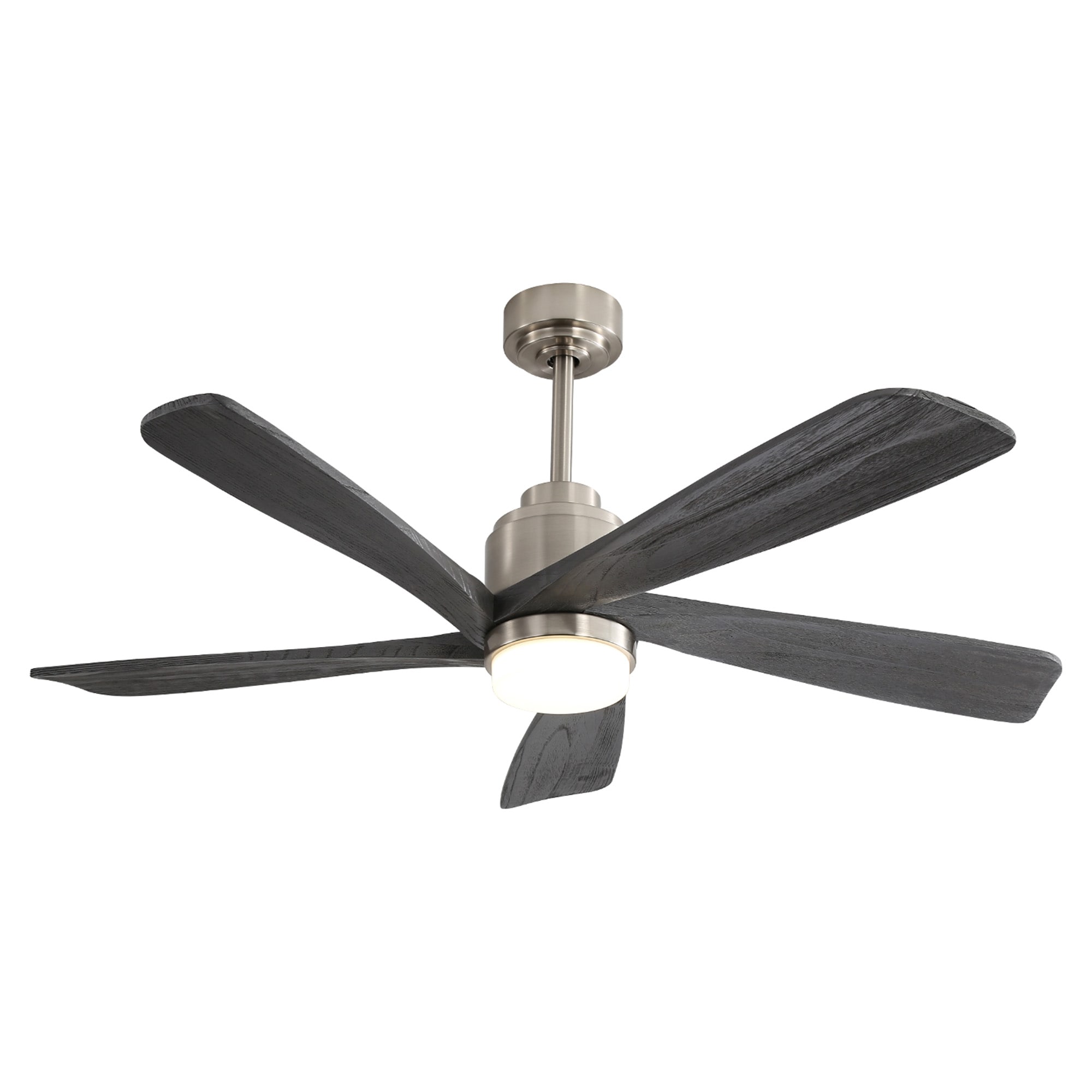Bybafun YA8200010 52-in Color-Changing Integrated LED Nickel with Wood Blades Ceiling Fan With Light - Remote Included ( 5 -Blade )
