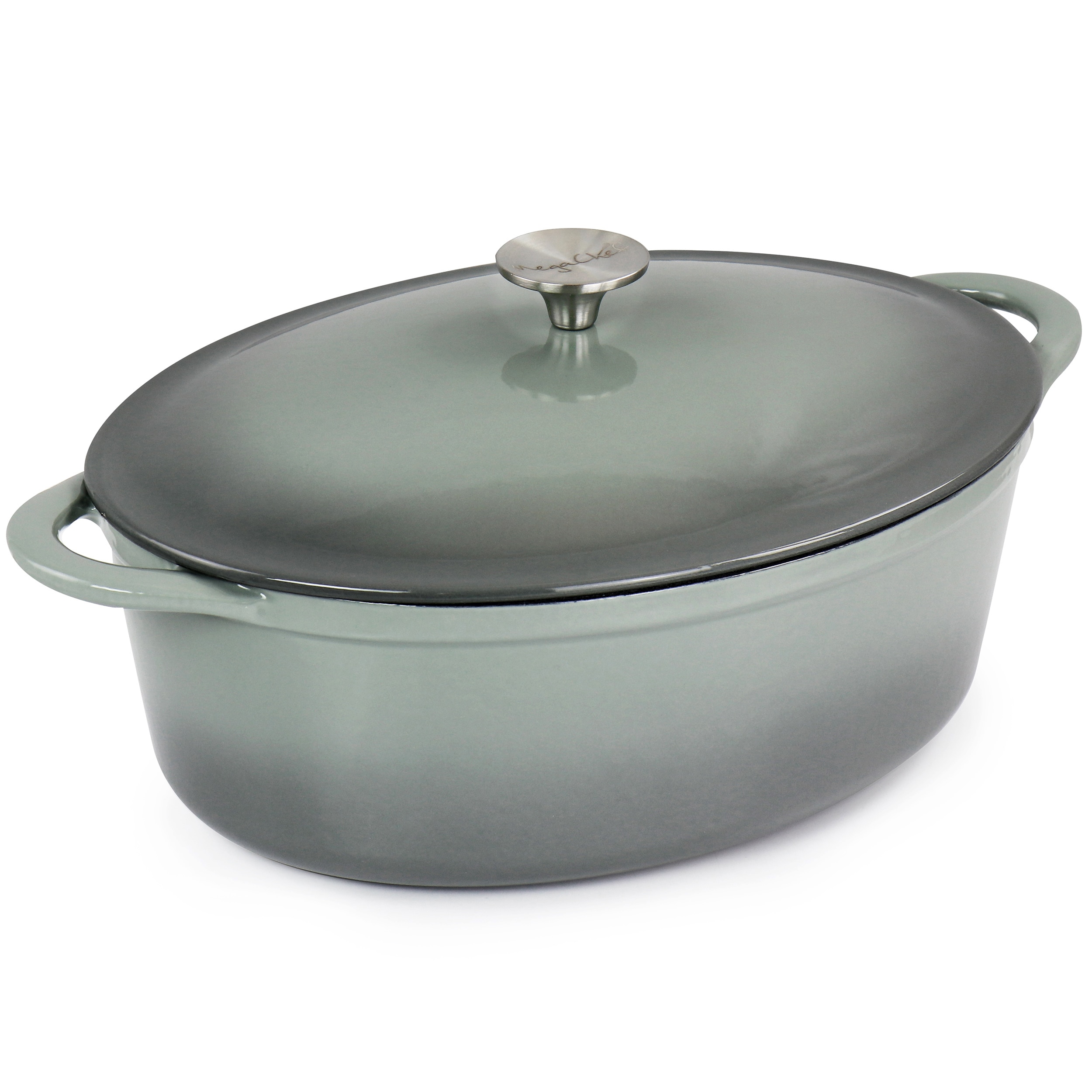 Gray 7-Quart Oval Enameled Cast Iron Casserole Dish