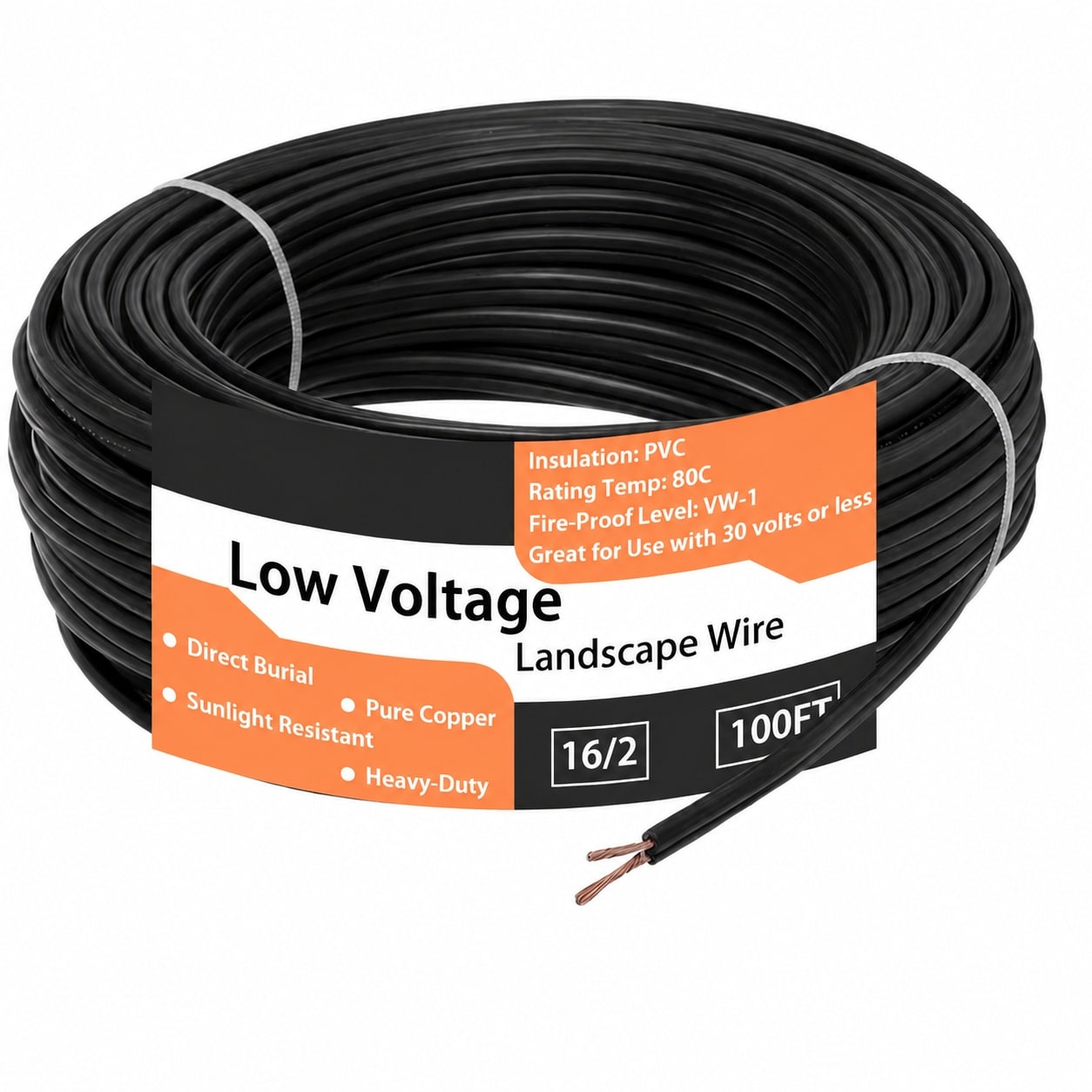 ITOPFOX  16 Gauge Low Voltage Landscape Wire 2 Conductor Outdoor Direct Burial Electrical Cable for Path Deck Garden Accent Lighting Pure Copper