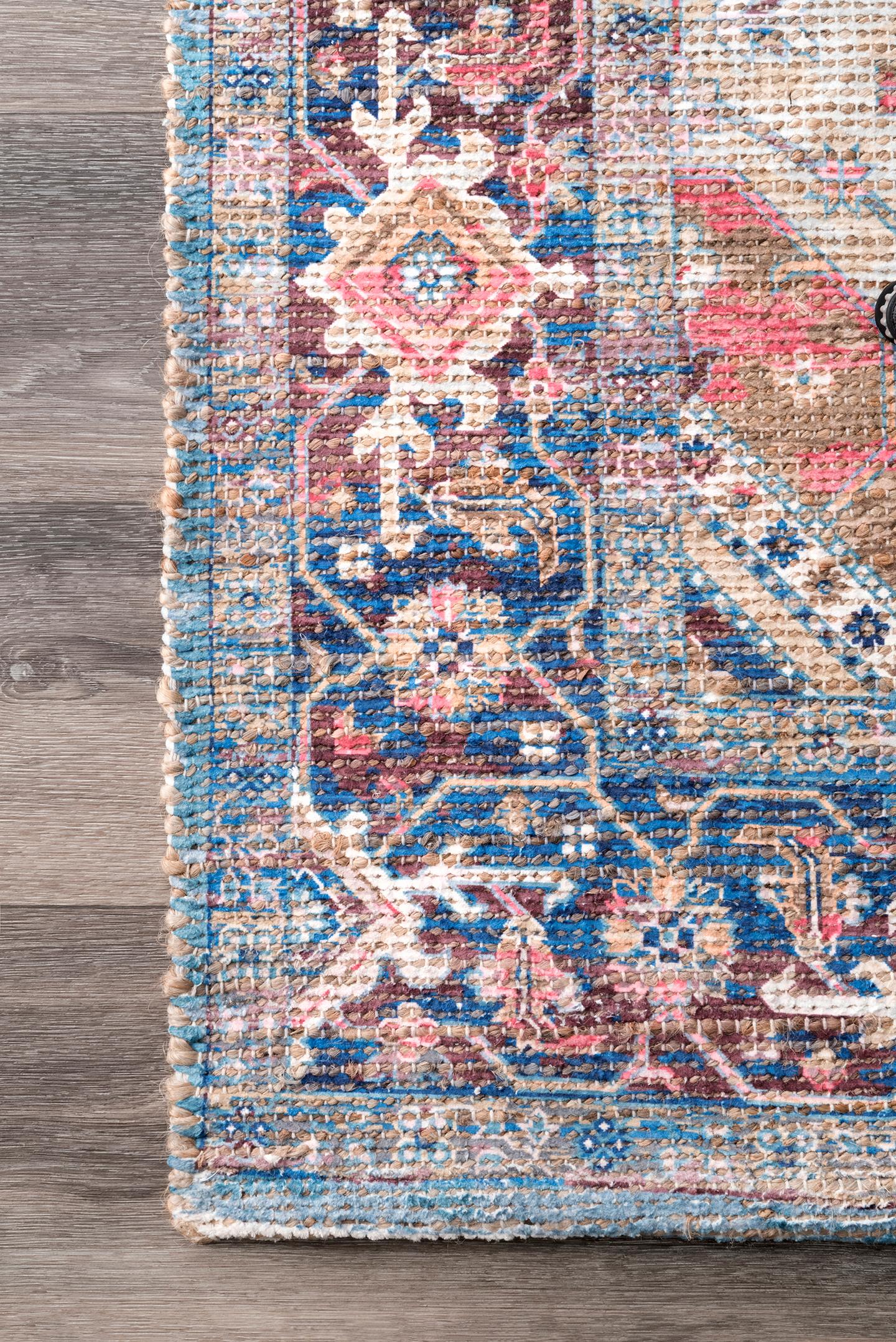 Matilda Blue Cotton Chenille 4' x 6' Reversible Area Rug
