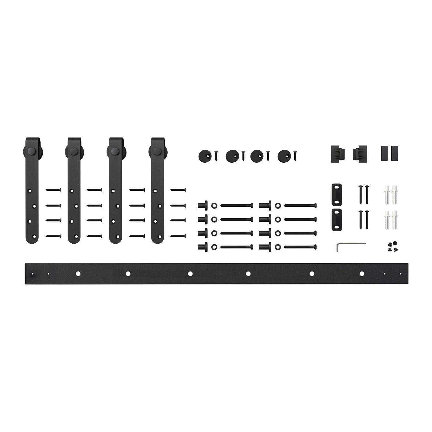 Architectural Products by Outwater 3P5.7.00019 60-in Matte Black Indoor Top mount Double Barn door hardware kit