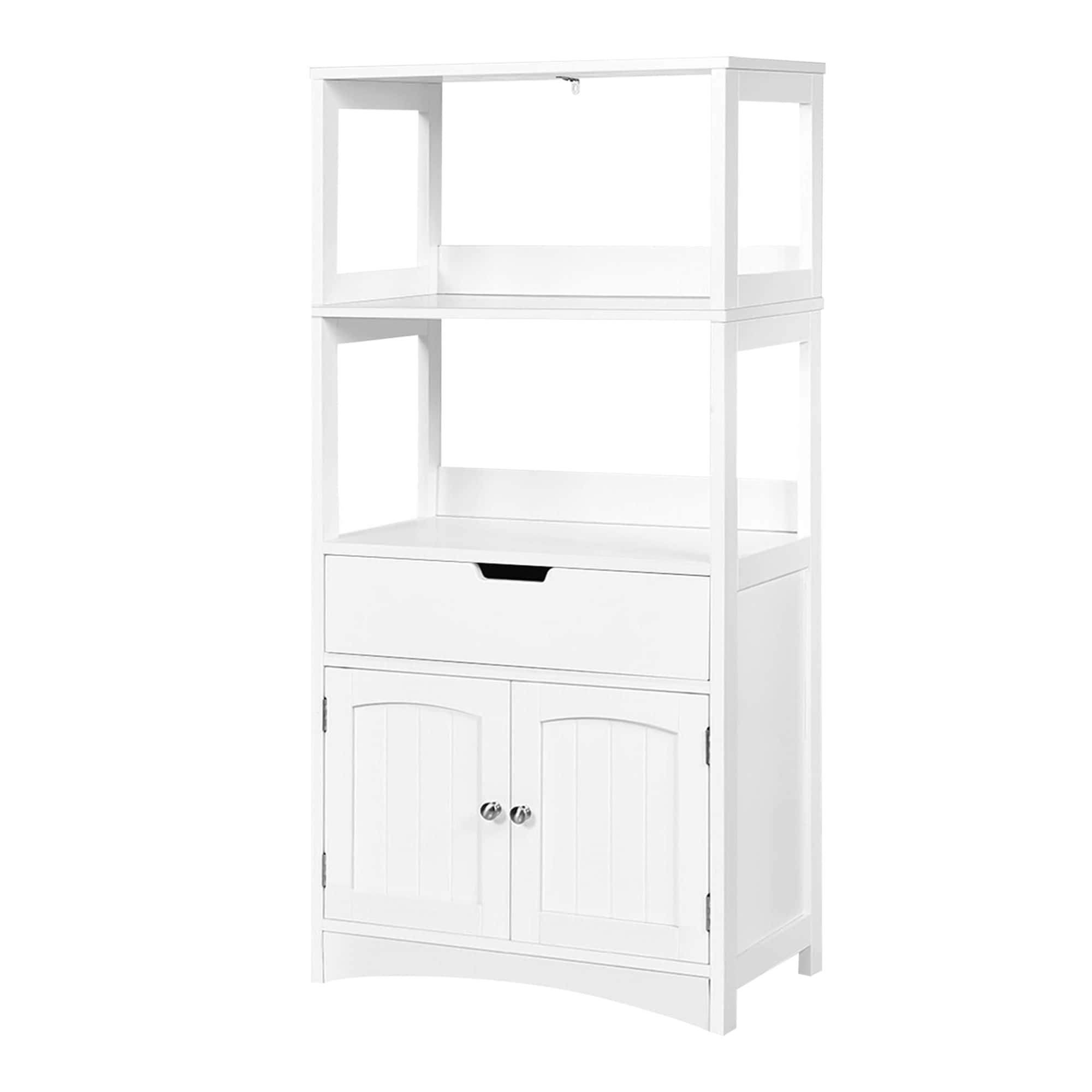 WELLFOR OUJ66295WH 24-in x 48-in x 13-in White Freestanding Linen Cabinet