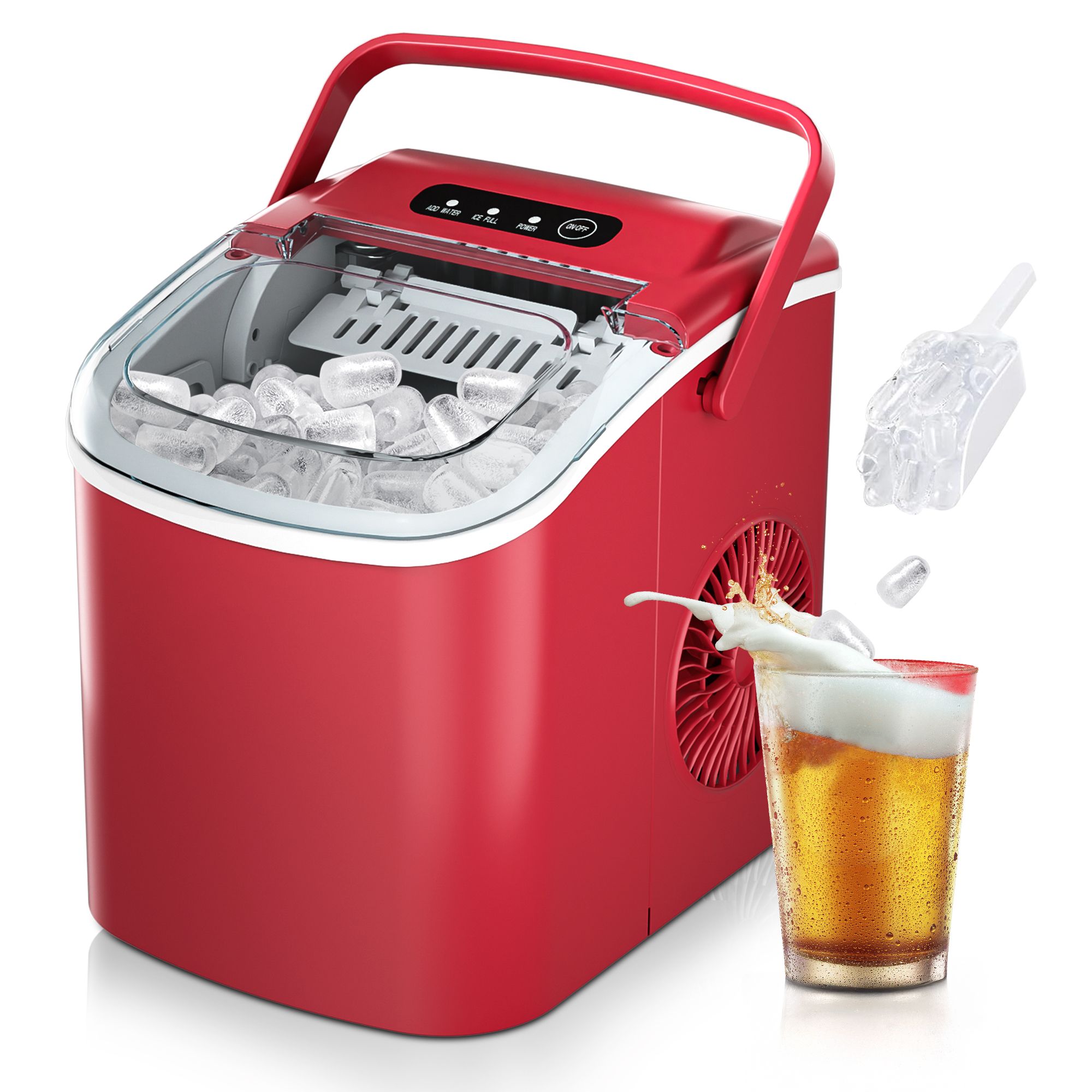 Euhomy IM-06A 26-lb Ice Per day Countertop or portable Red Bullet Ice Maker