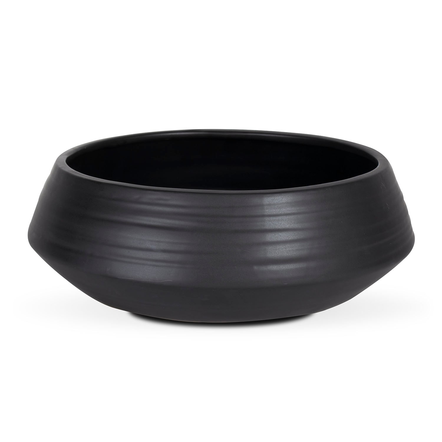 Vasesource TAOS514BL 12.0-Inches W Small Black Ceramic Indoor/Outdoor Planter