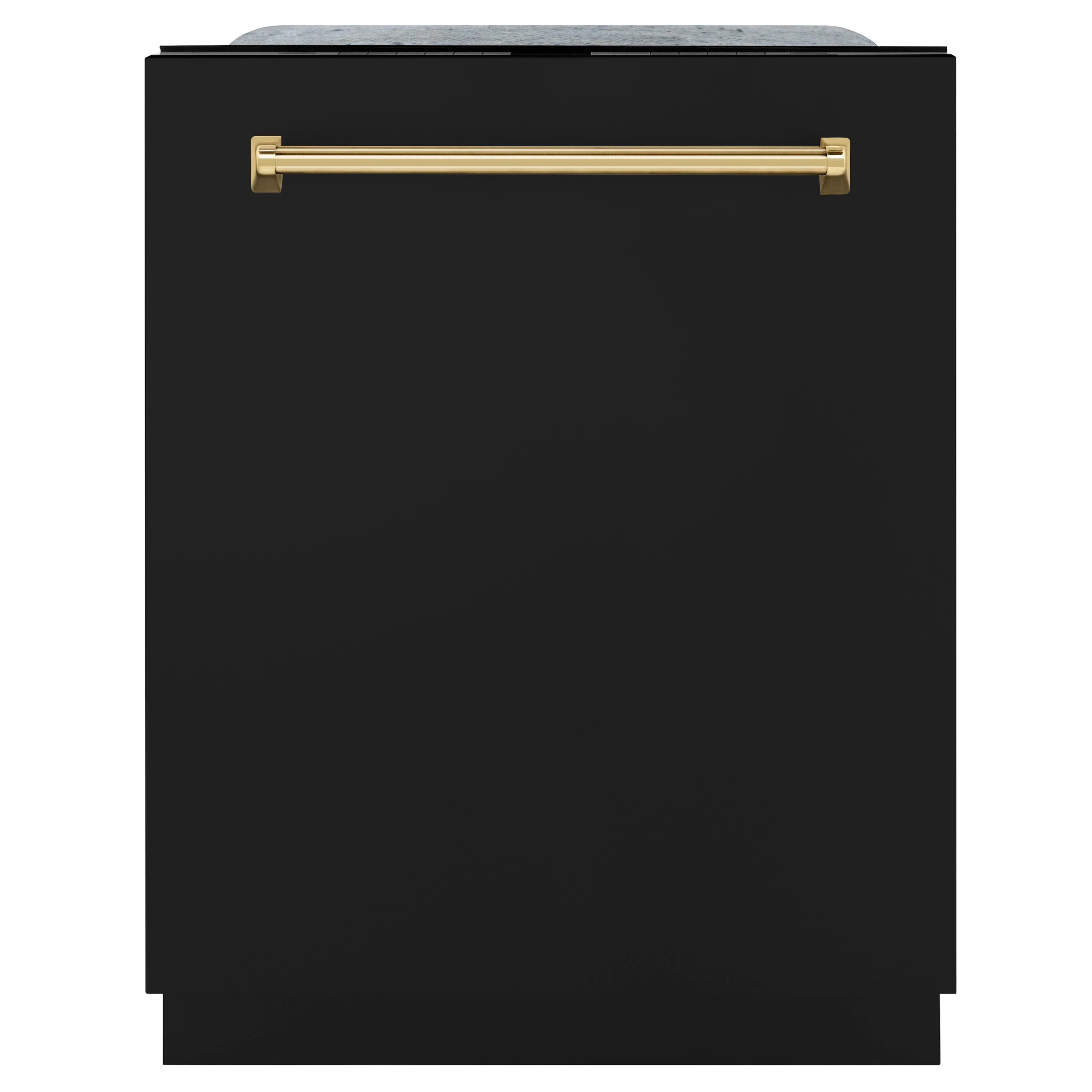 ZLINE KITCHEN & BATH DWMTZ-BLM-24-G 24-in Top Control Built-in Dishwasher With Third Rack ( Black Matte with Polished Gold accent handle ) ENERGY STAR, 45-Decibel Very Quiet Sound Level