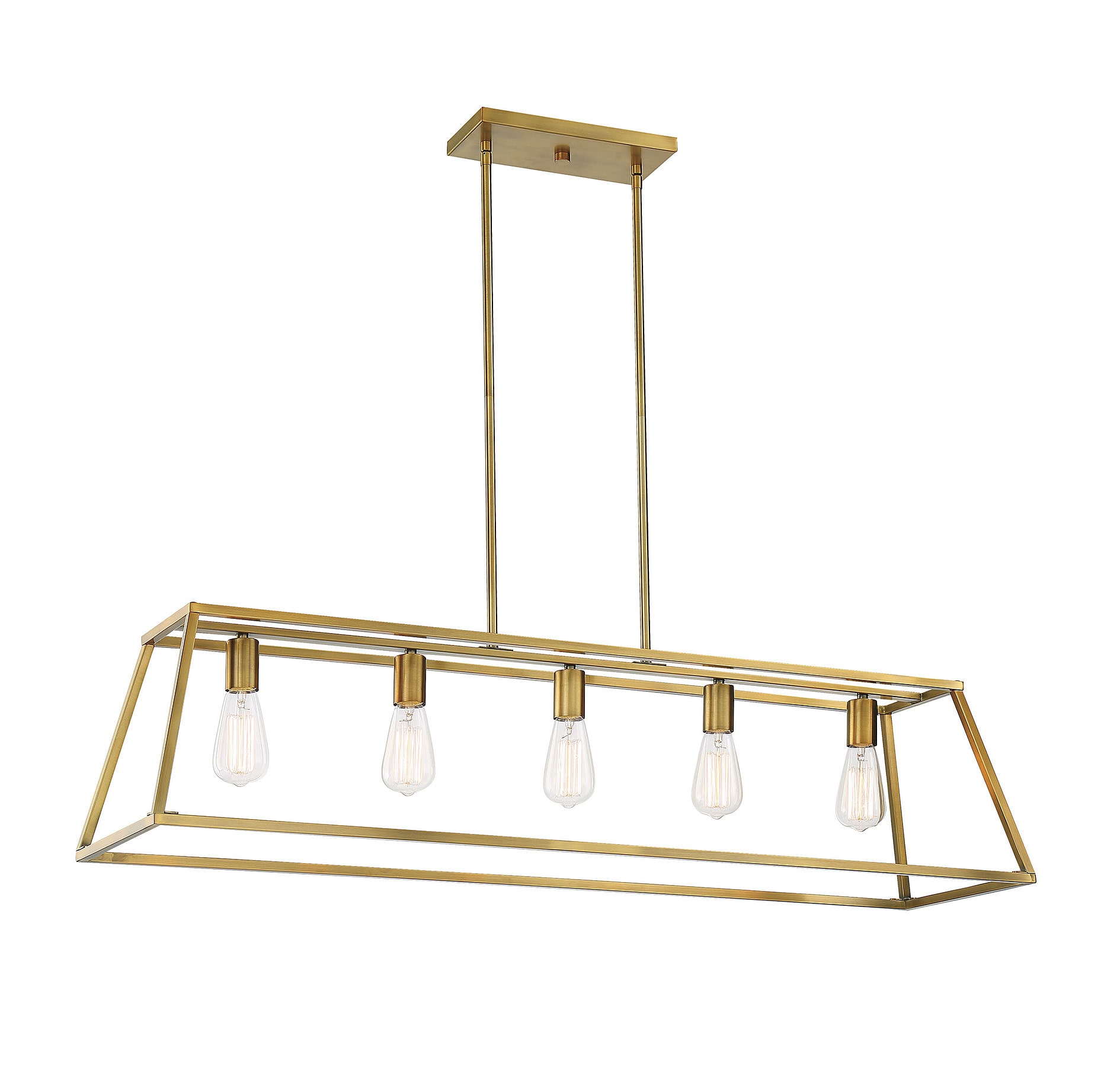 Denton Warm Brass Geometric 5-Light Linear Chandelier