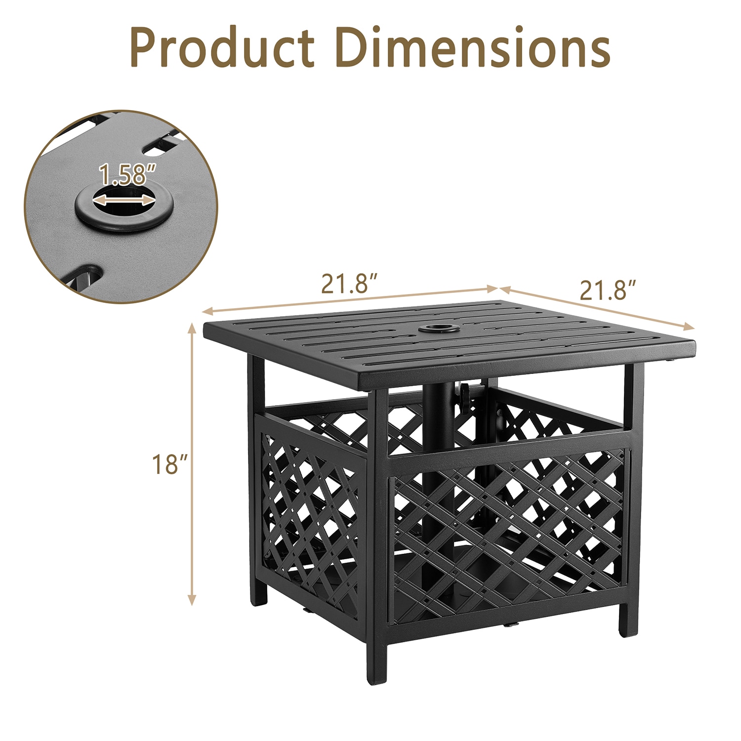 Mondawe Square Outdoor Bistro Table 21.8-in W x 21.8-in L with Umbrella ...