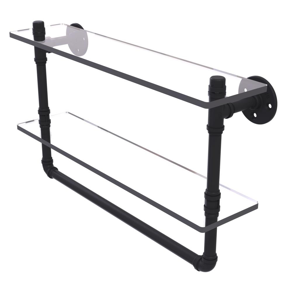 Allied Brass P-430-22-DGSTB-BKM Pipeline Matte Black 2 -Tier Metal Wall mount Bathroom Shelf ( 22-in x 13.2-in x 5-in )