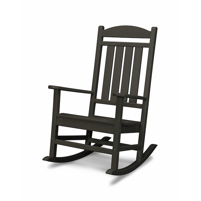 Polywood Presidential Black Plastic Frame Rocking Chair S With Slat Seat In The Patio Chairs Department At Com - Patio Rocking Chair Polywood