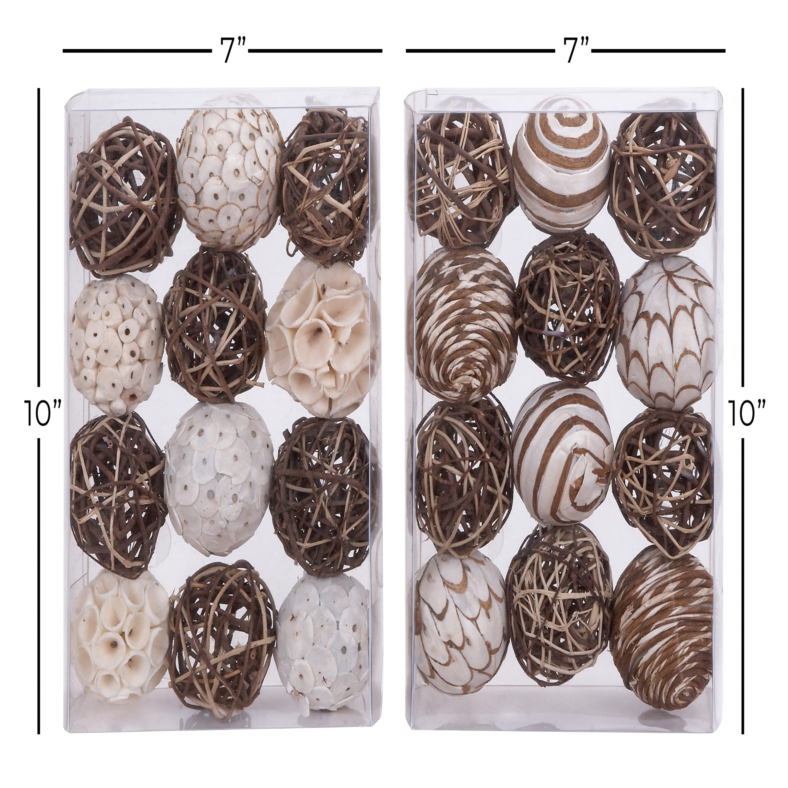Brown and White Dried Plant Orbs Vase Filler Set