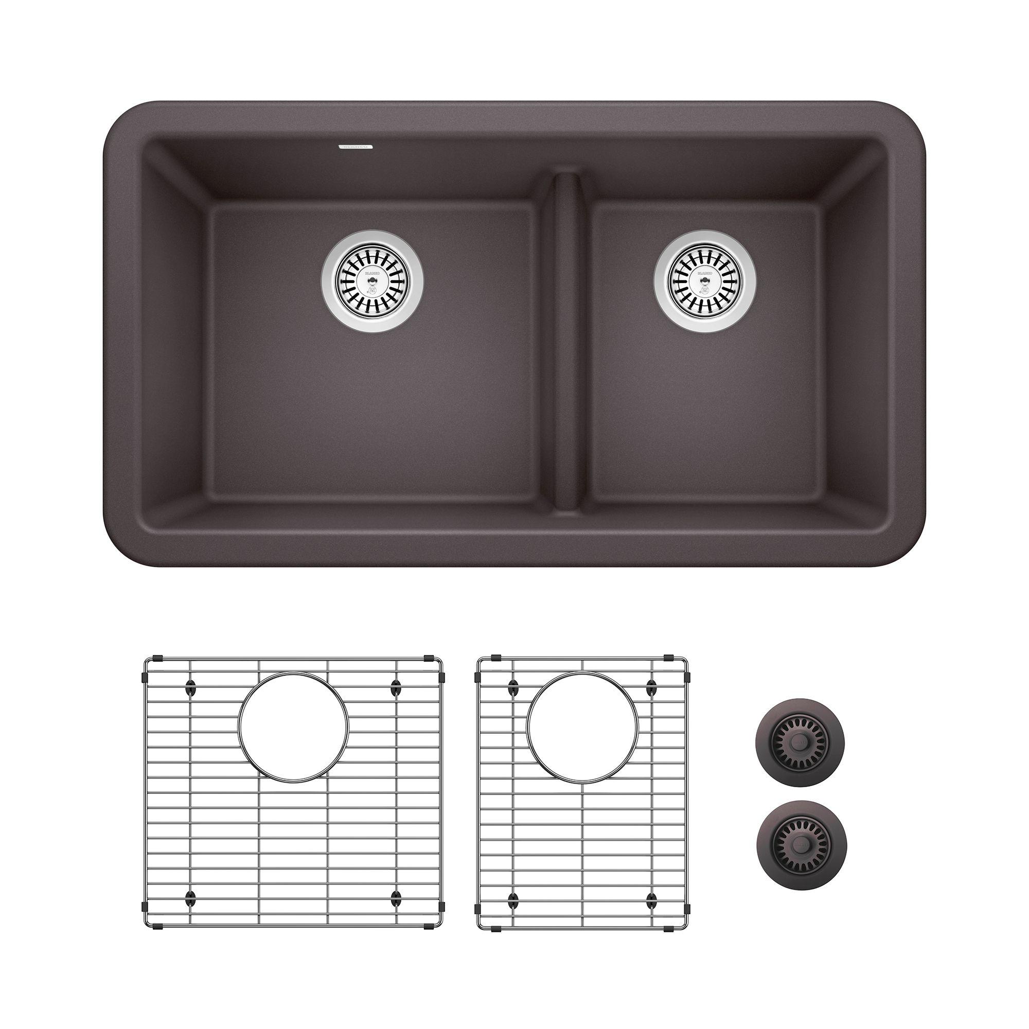 BLANCO KA-402326 Ikon Drop-in apron front/Farmhouse 33-in x 19-in Granite Double offset bowl Kitchen Sink All-in-One Kit
