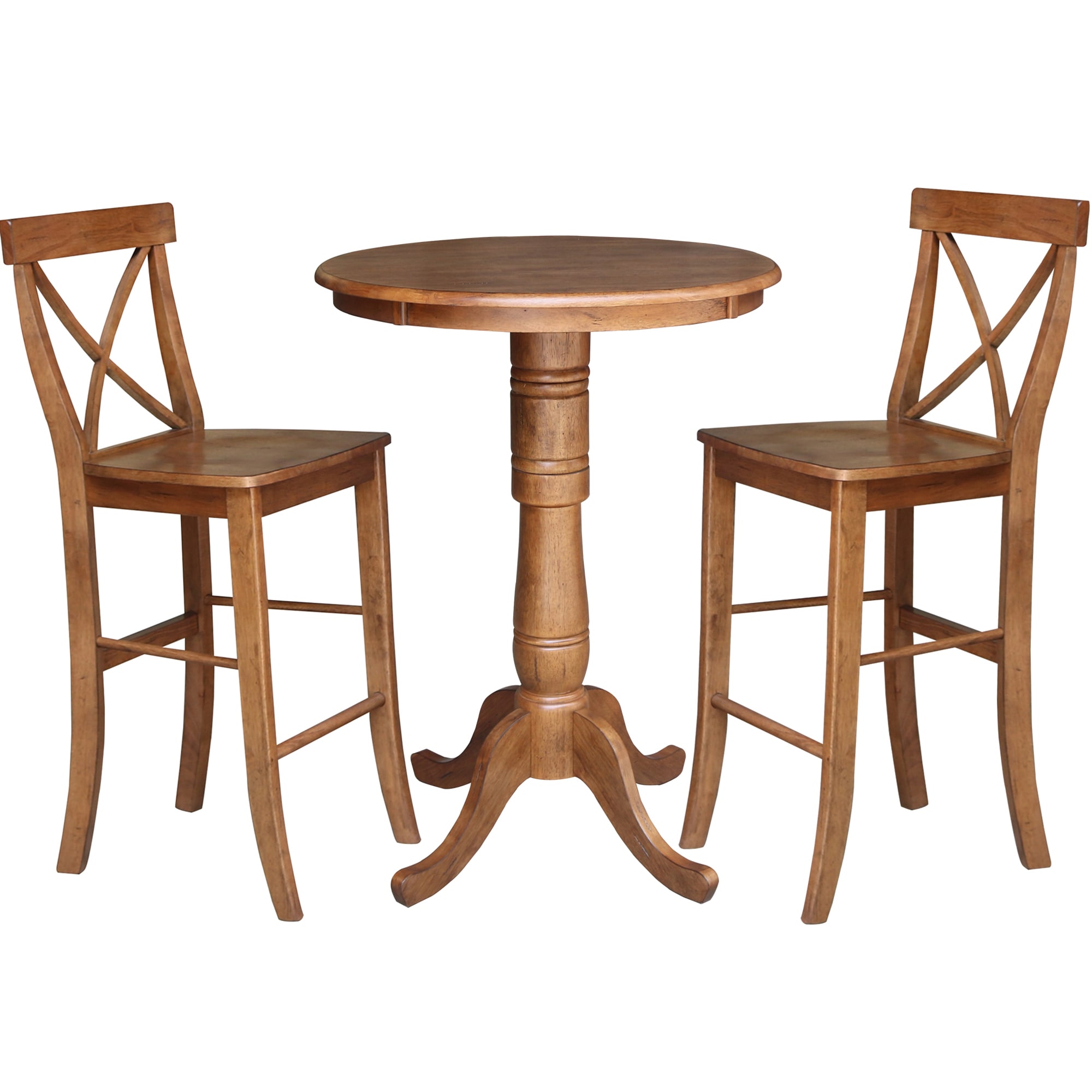 International Concepts K42-30RT-6B-S6133-2 Distressed oak Traditional Dining Room Set with Round Table ( Seats 2 )