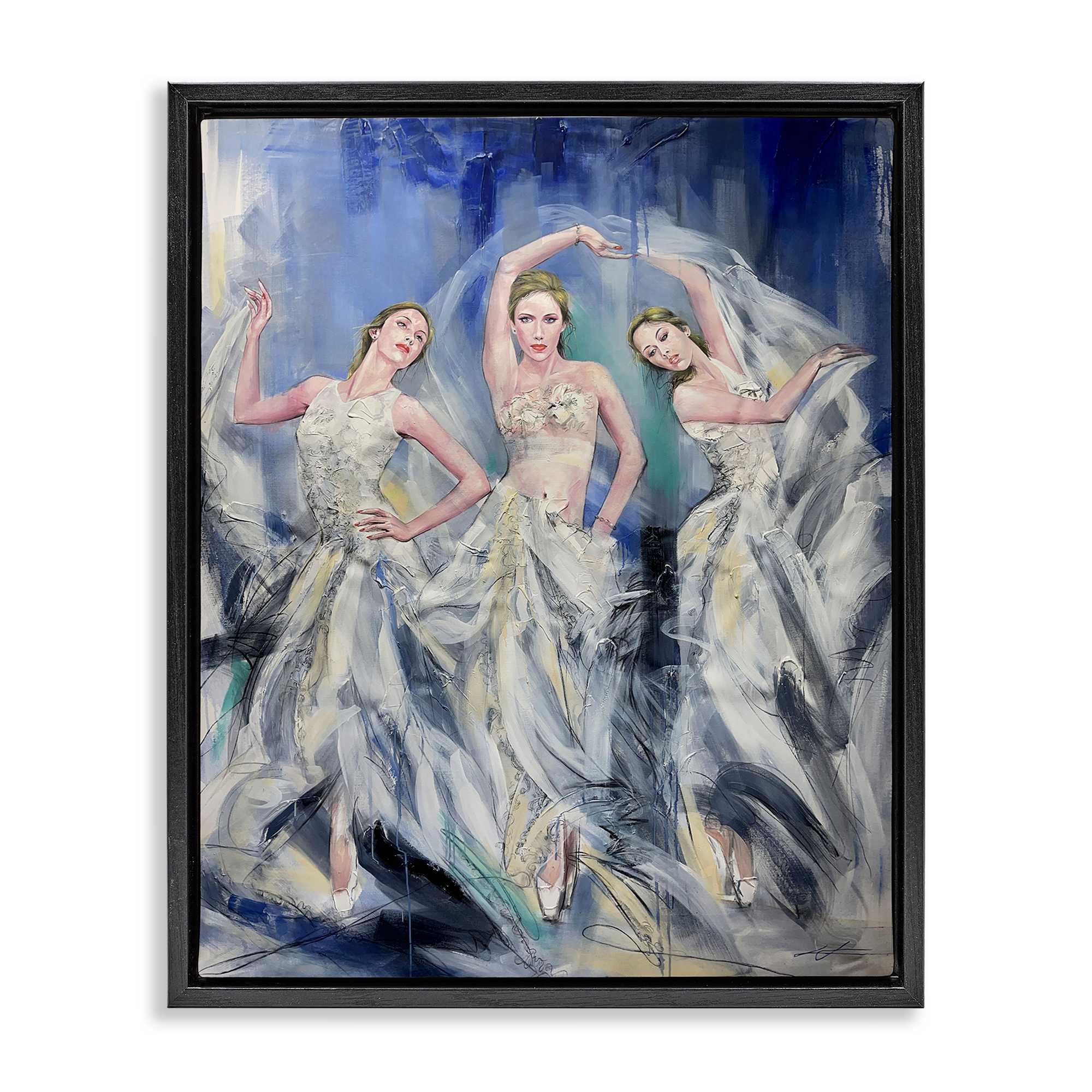 Stupell Industries BT-049-FFB-24X30 Fashionable Dancer Trio Black Framed Floater Canvas Wall Art By Lucille Lee 25 x 31